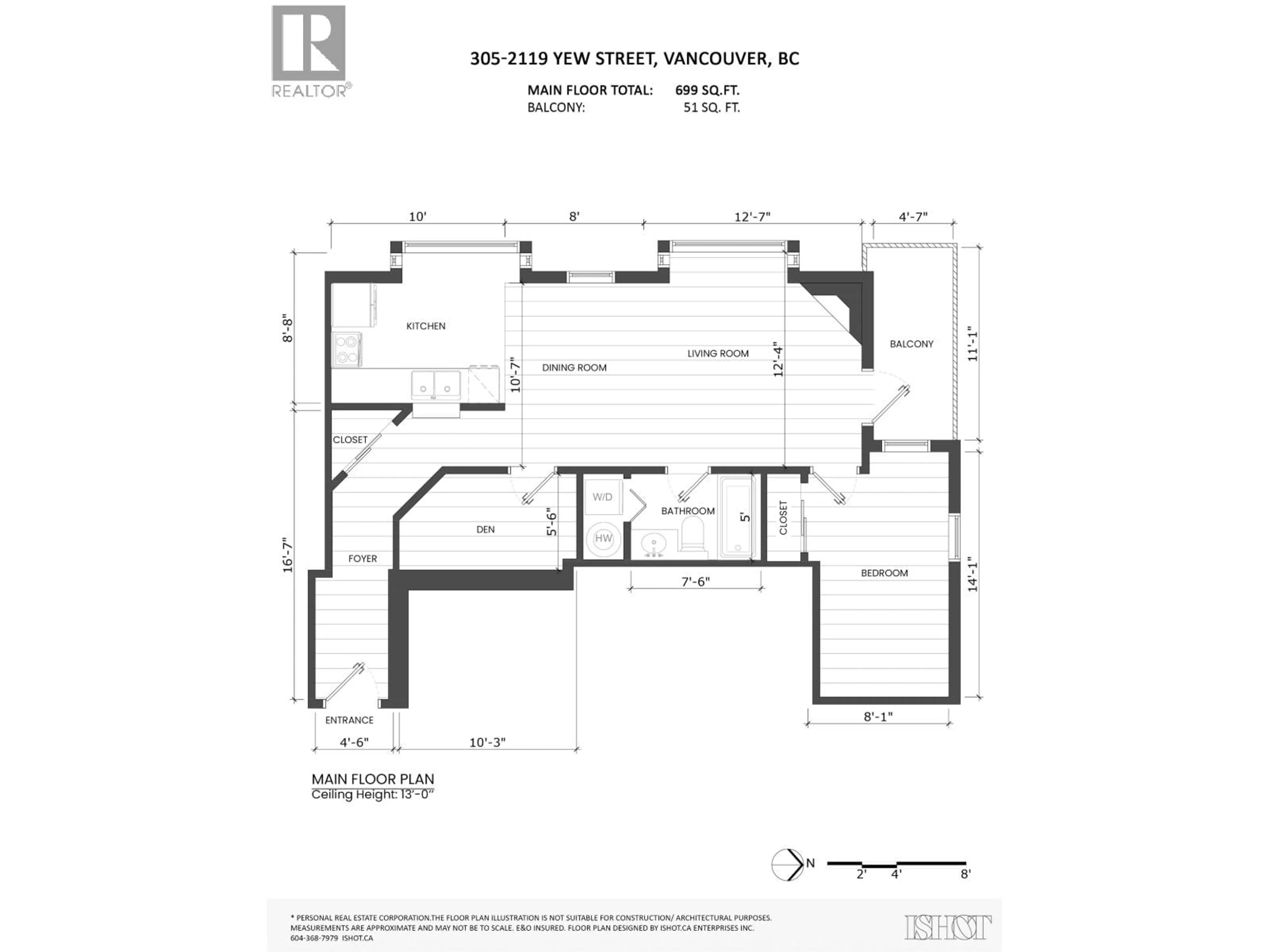 Floor plan for 305 - 2119 YEW STREET, Vancouver British Columbia V6K3G6