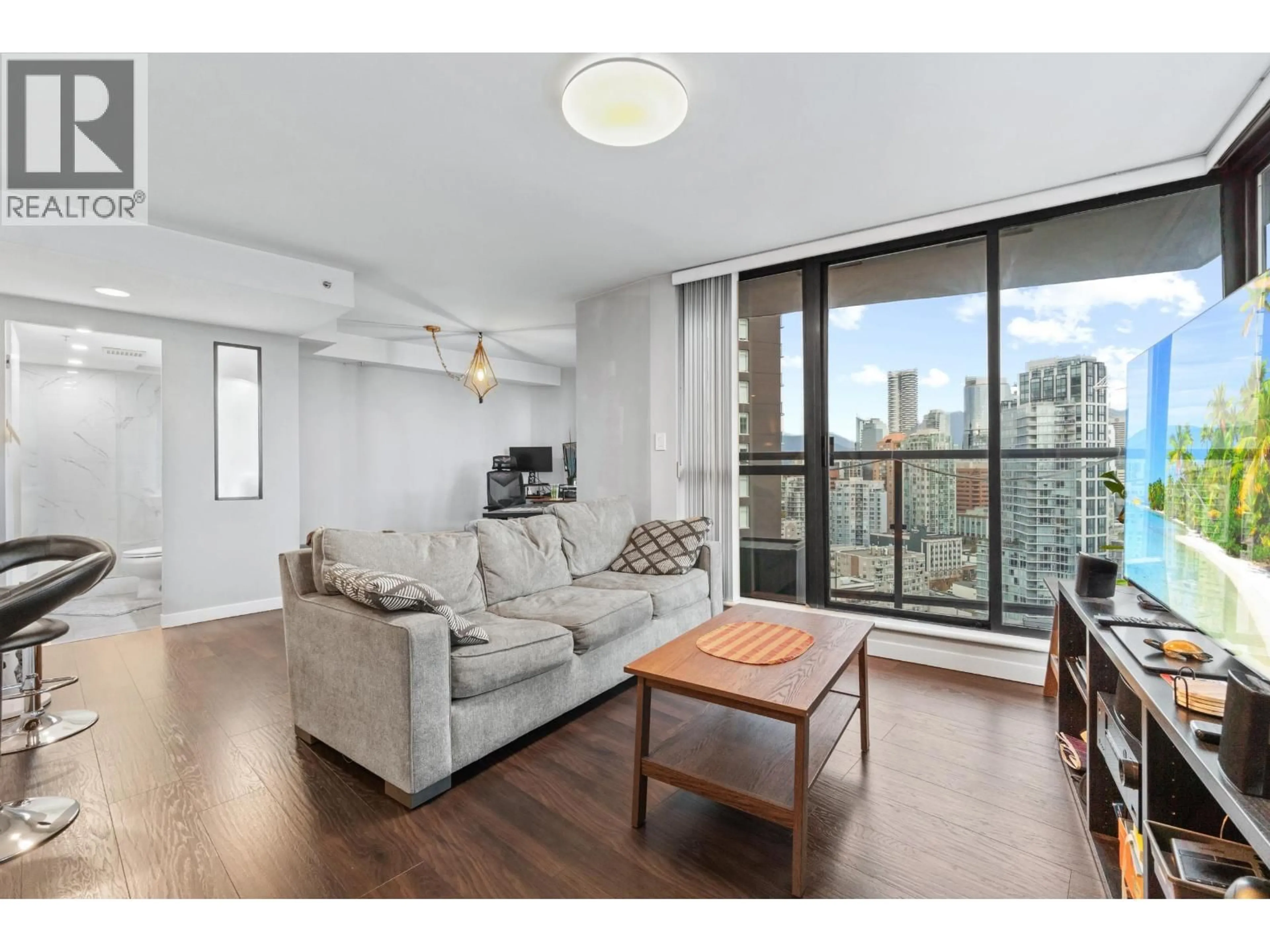 Living room with furniture, wood/laminate floor for 2709 - 501 PACIFIC STREET, Vancouver British Columbia V6Z2X6
