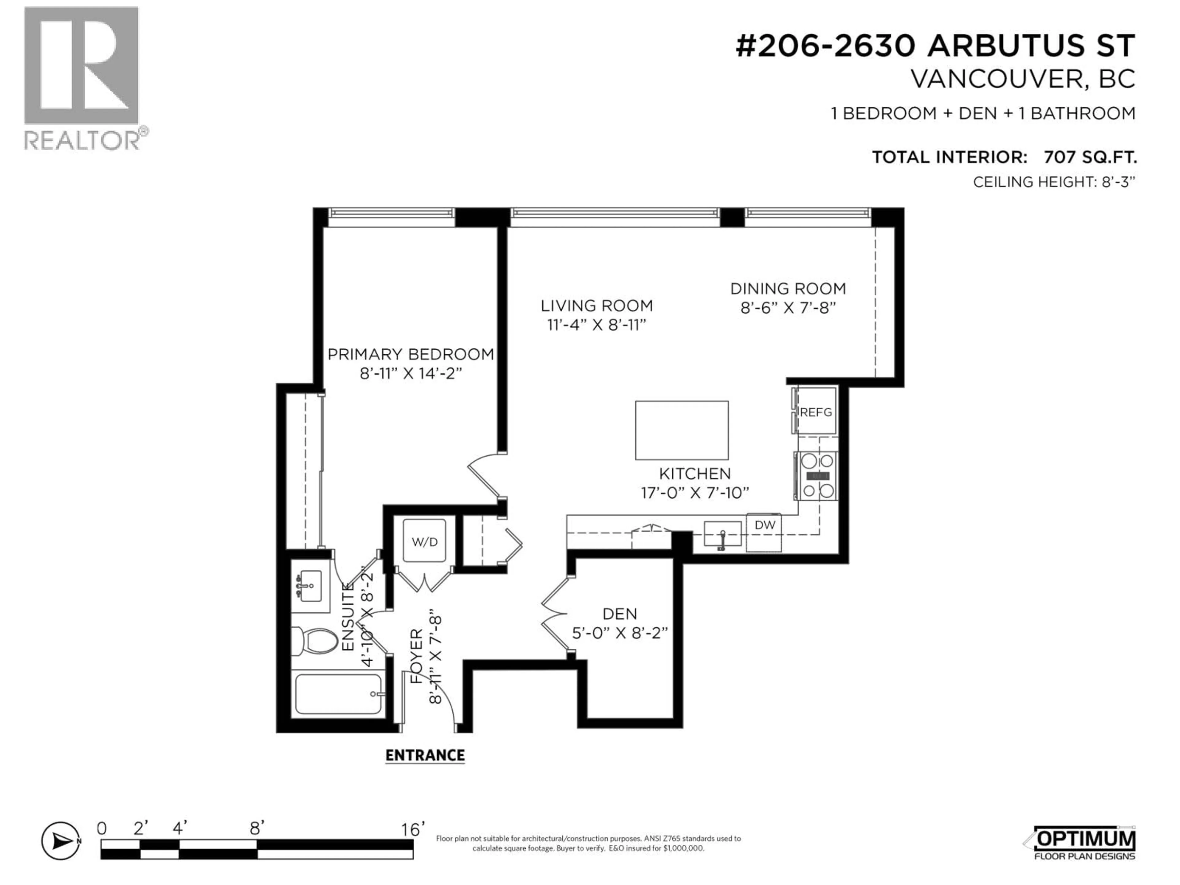 Floor plan for 206 - 2630 ARBUTUS STREET, Vancouver British Columbia V6J5L8