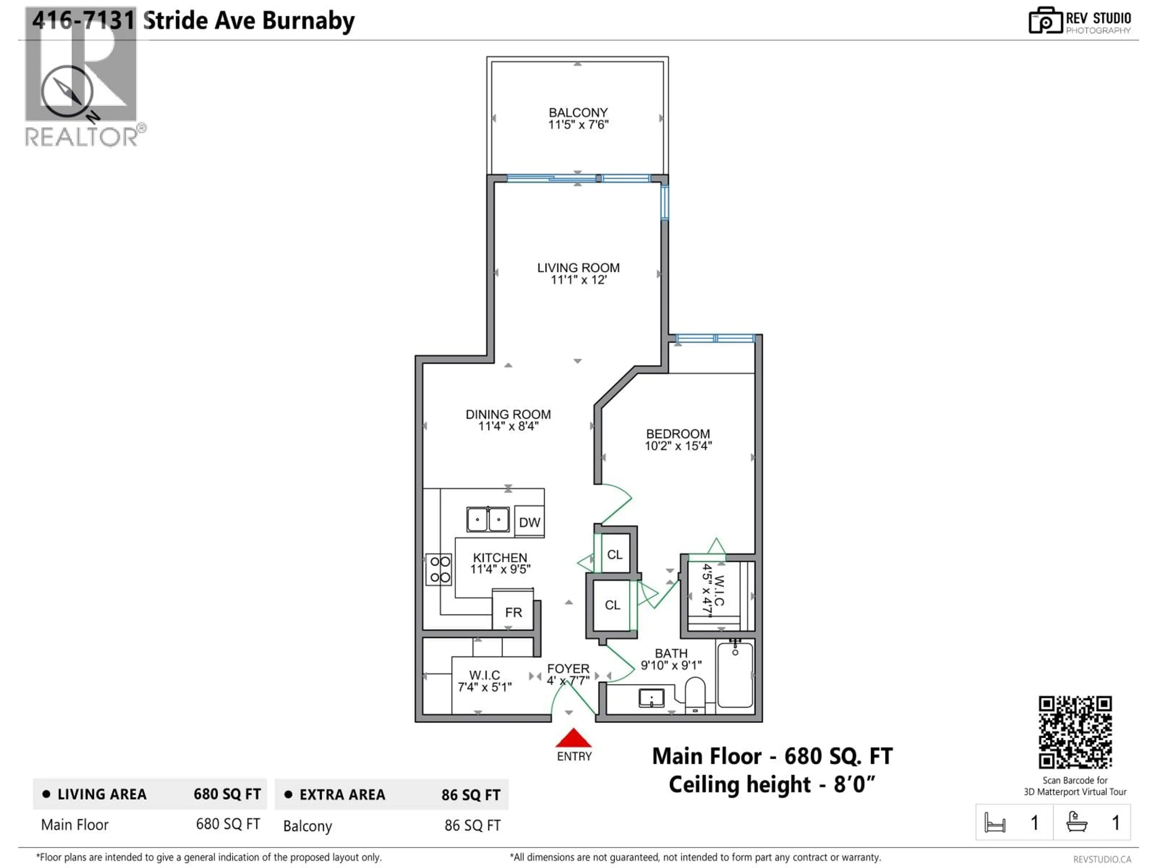 Floor plan for 416 - 7131 STRIDE AVENUE, Burnaby British Columbia V3N0E3