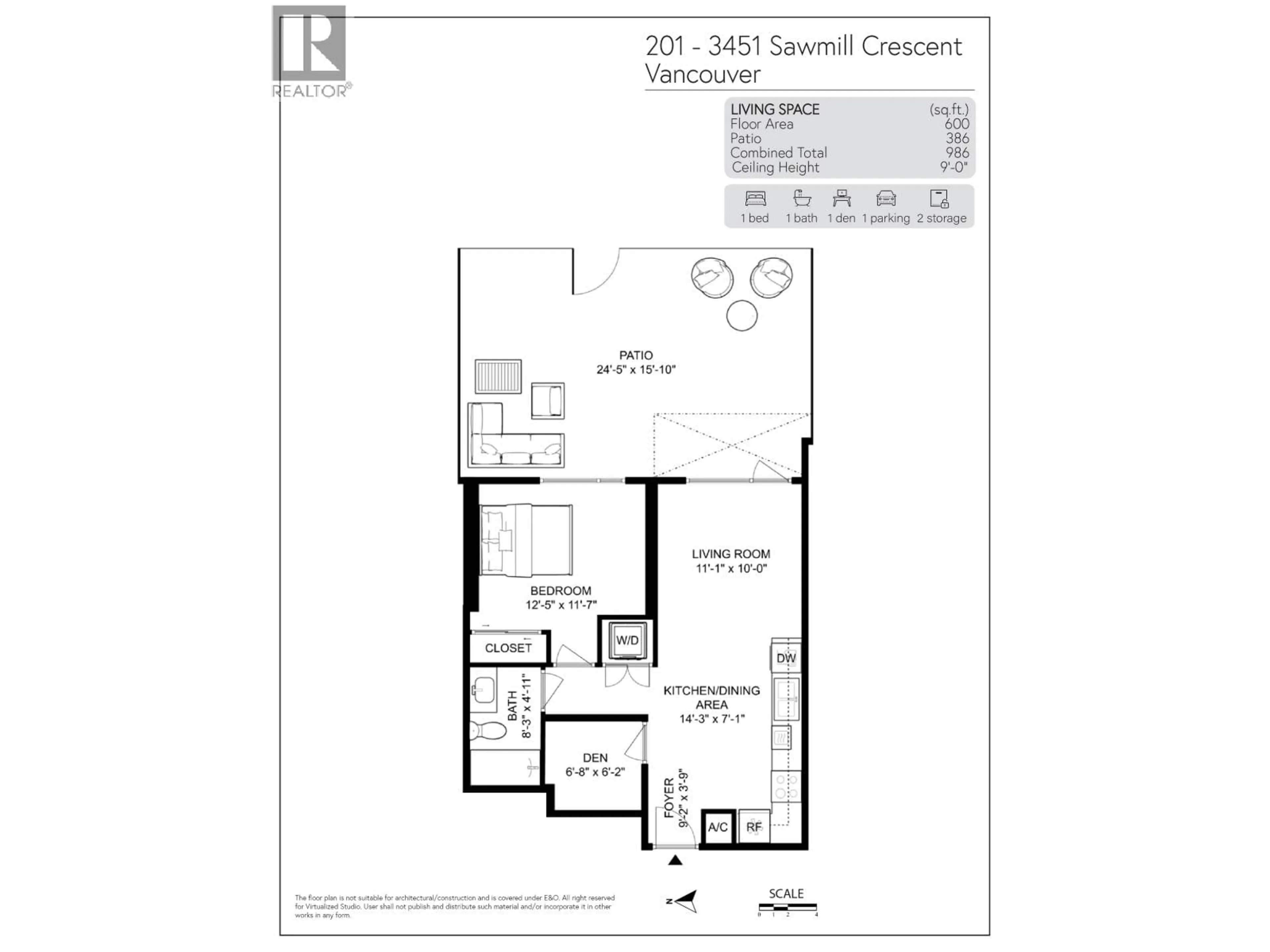 Floor plan for 201 - 3451 SAWMILL CRESCENT, Vancouver British Columbia V5S0H3
