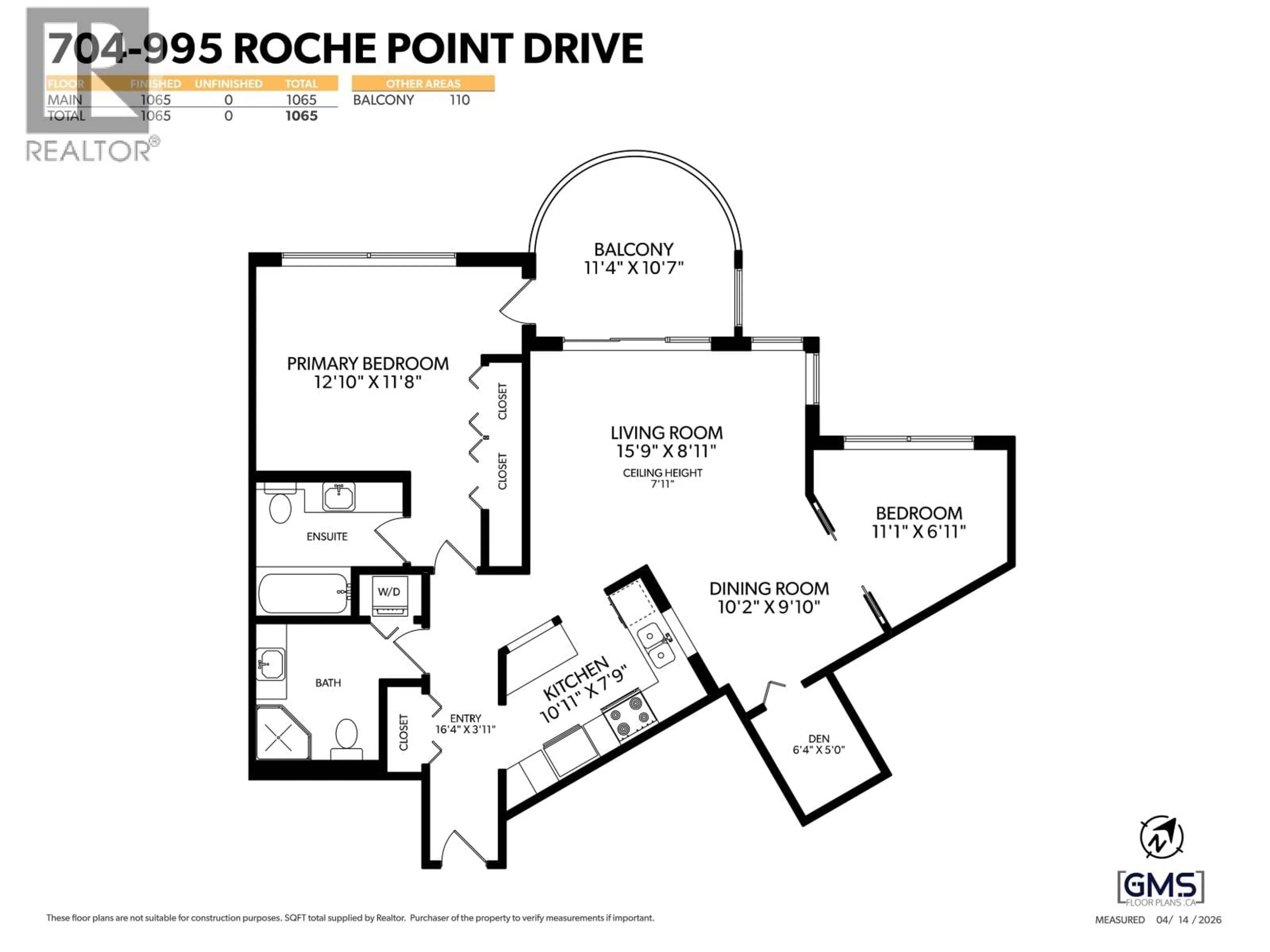 Floor plan for 704 - 995 ROCHE POINT DRIVE, North Vancouver British Columbia V7H2X4