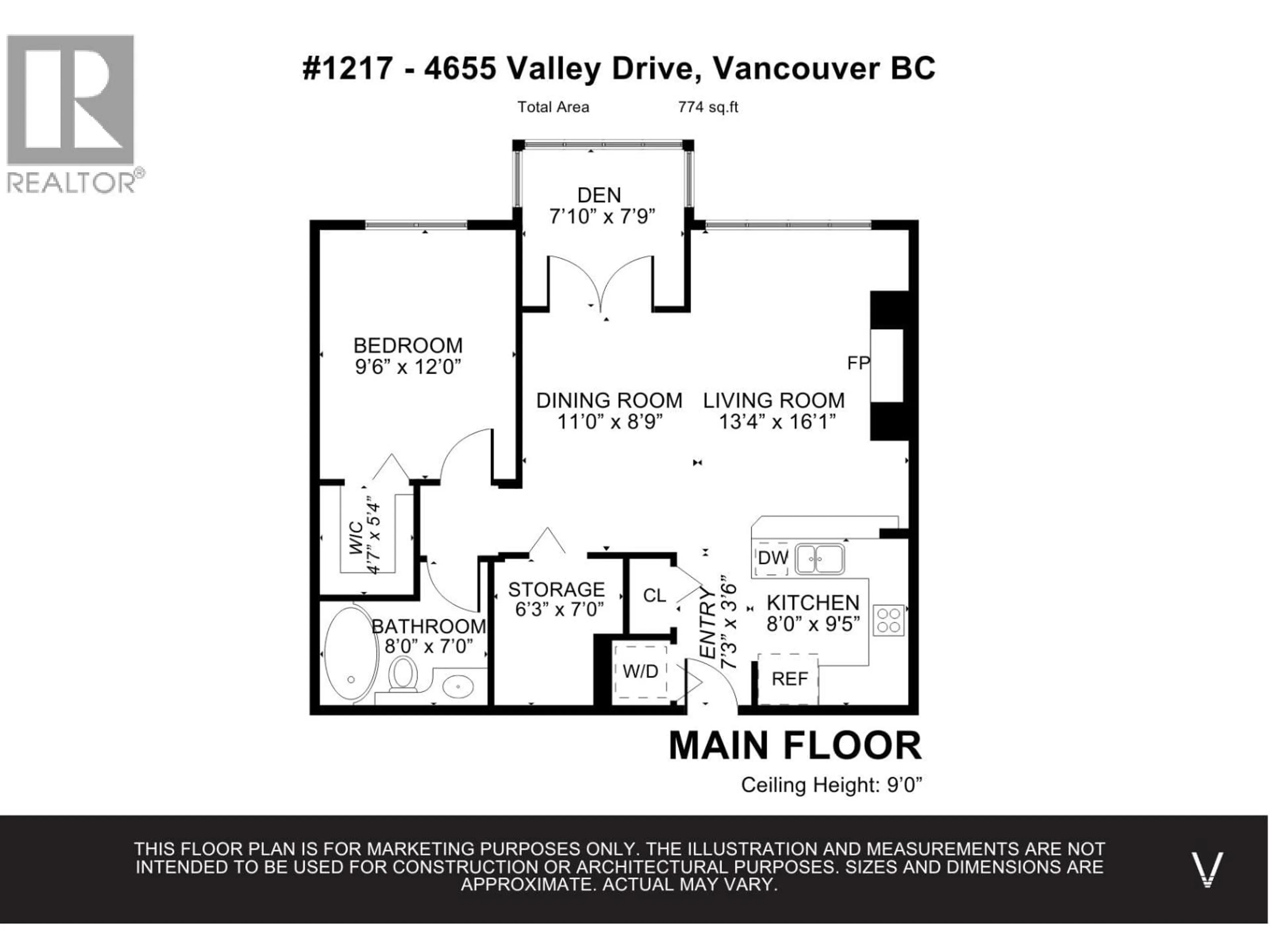 Floor plan for 1217 - 4655 VALLEY DRIVE, Vancouver British Columbia V6J5L7