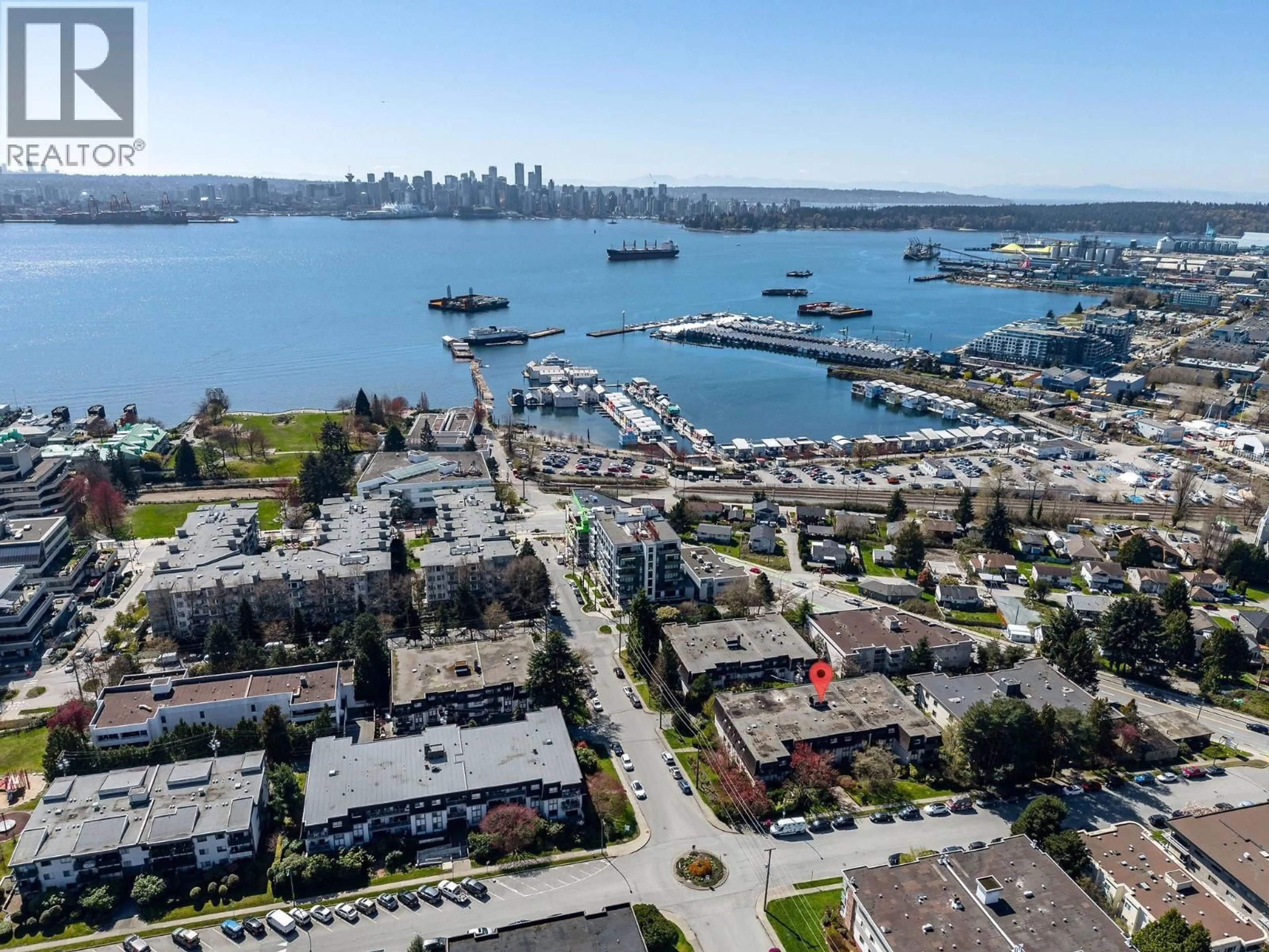 A pic from outside/outdoor area/front of a property/back of a property/a pic from drone, water/lake/river/ocean view for 105 - 307 2ND STREET, North Vancouver British Columbia V7M1E2