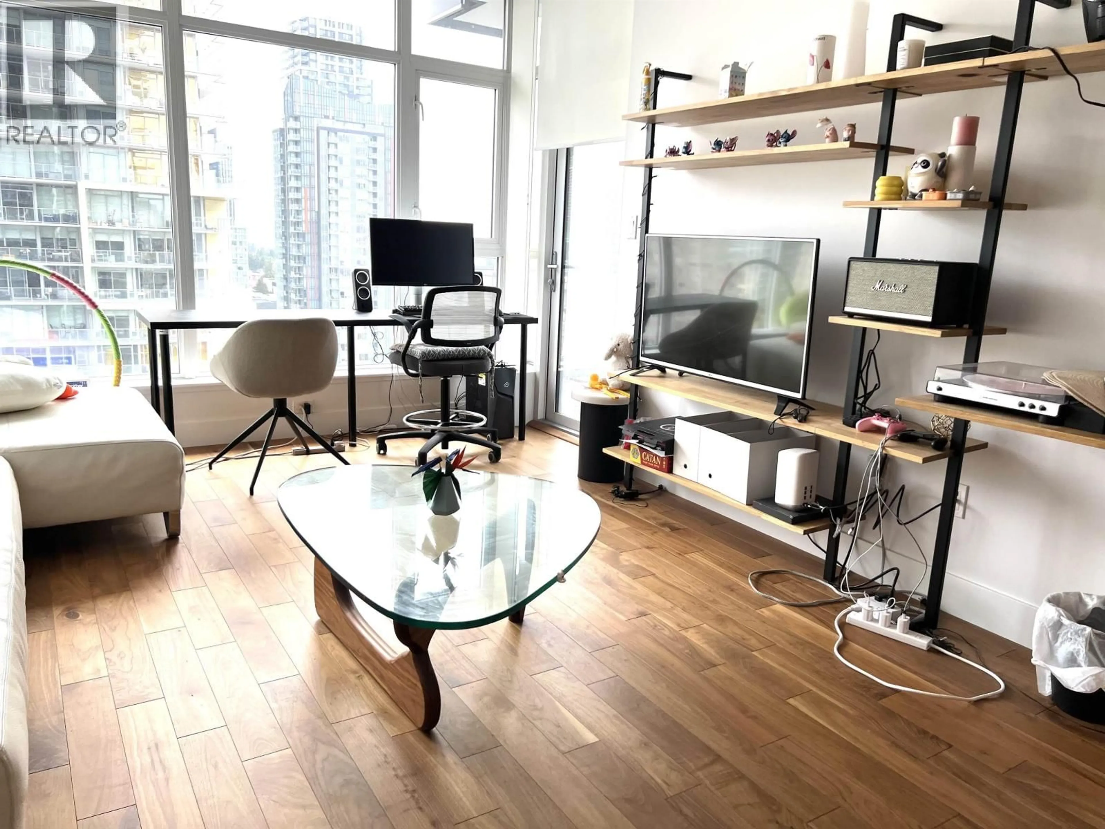 Living room with furniture, wood/laminate floor for 1605 - 4360 BERESFORD STREET, Burnaby British Columbia V5C5A7