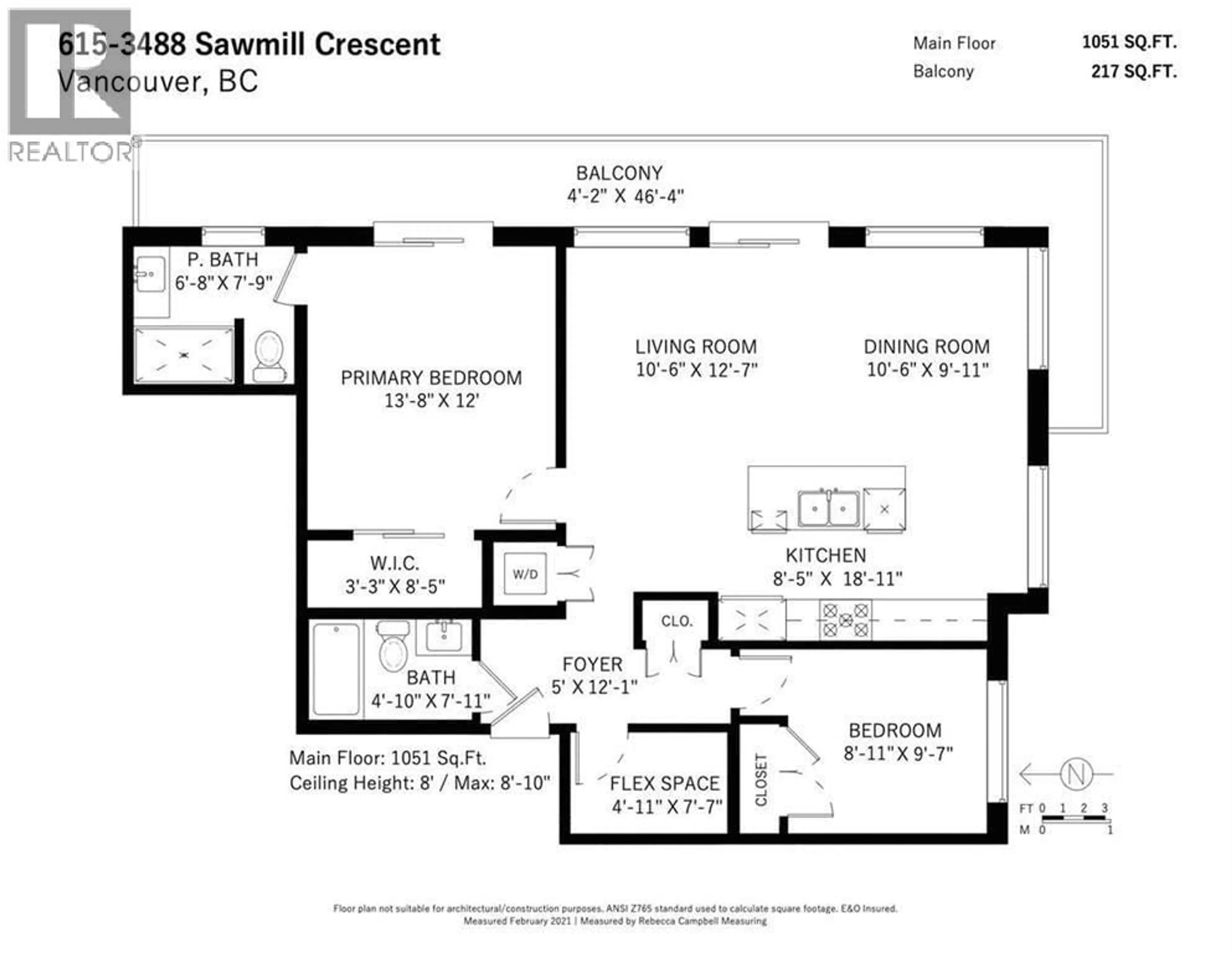 Floor plan for 615 - 3488 SAWMILL CRESCENT, Vancouver British Columbia V5S0C7