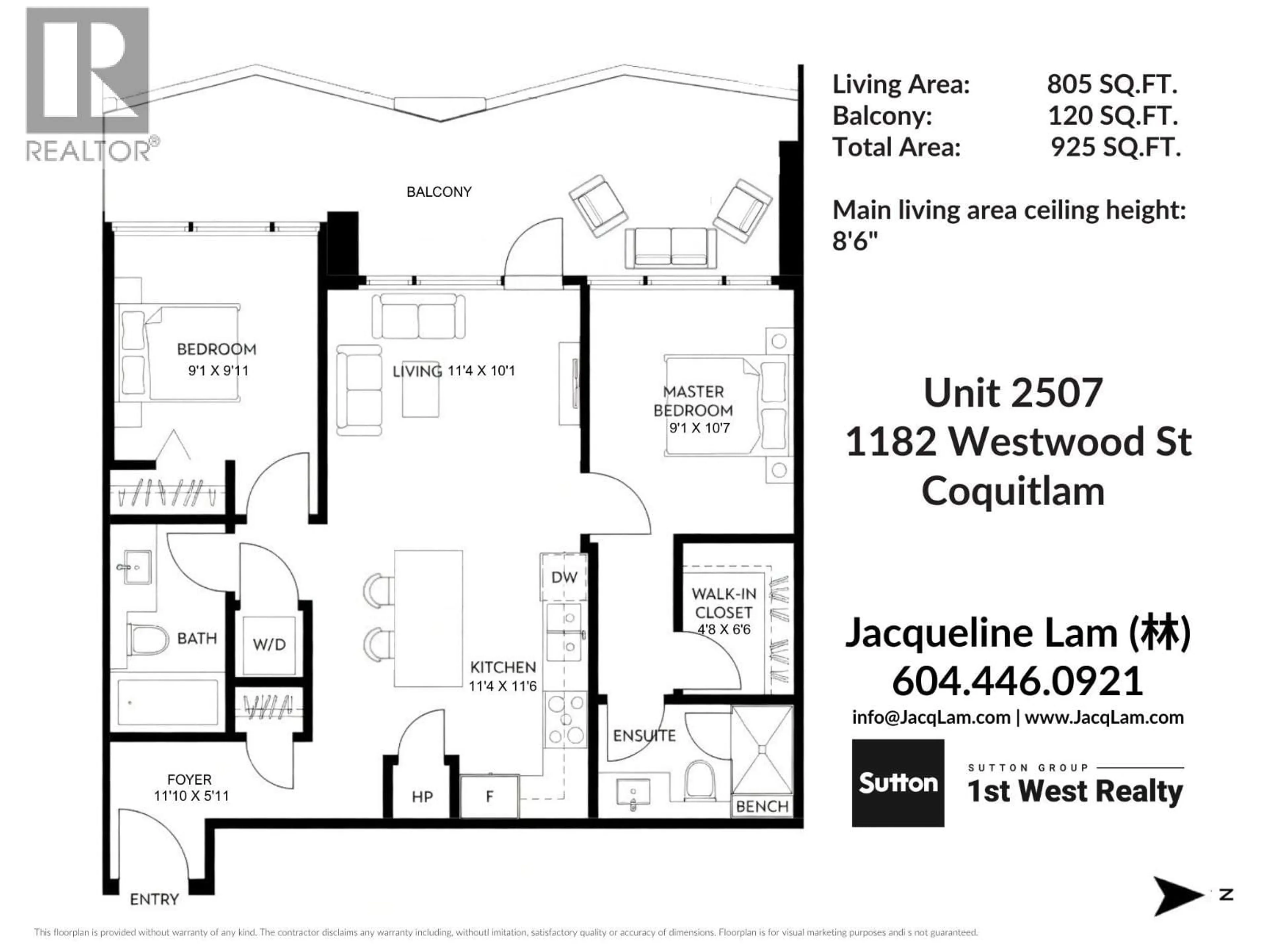 Floor plan for 2507 - 1182 WESTWOOD STREET, Coquitlam British Columbia V3B0T9