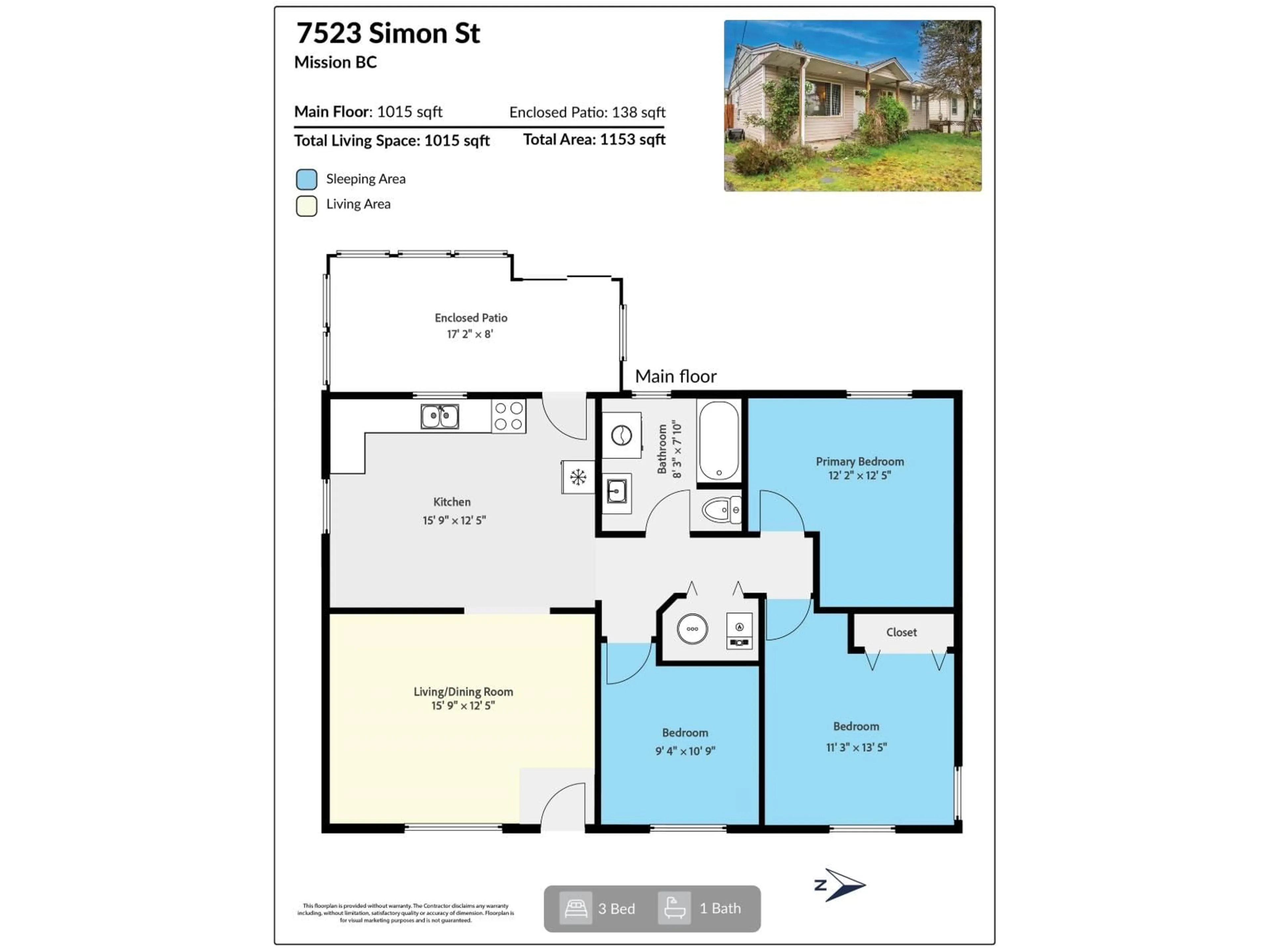 Floor plan for 7523 SIMON STREET, Mission British Columbia V2V3E7