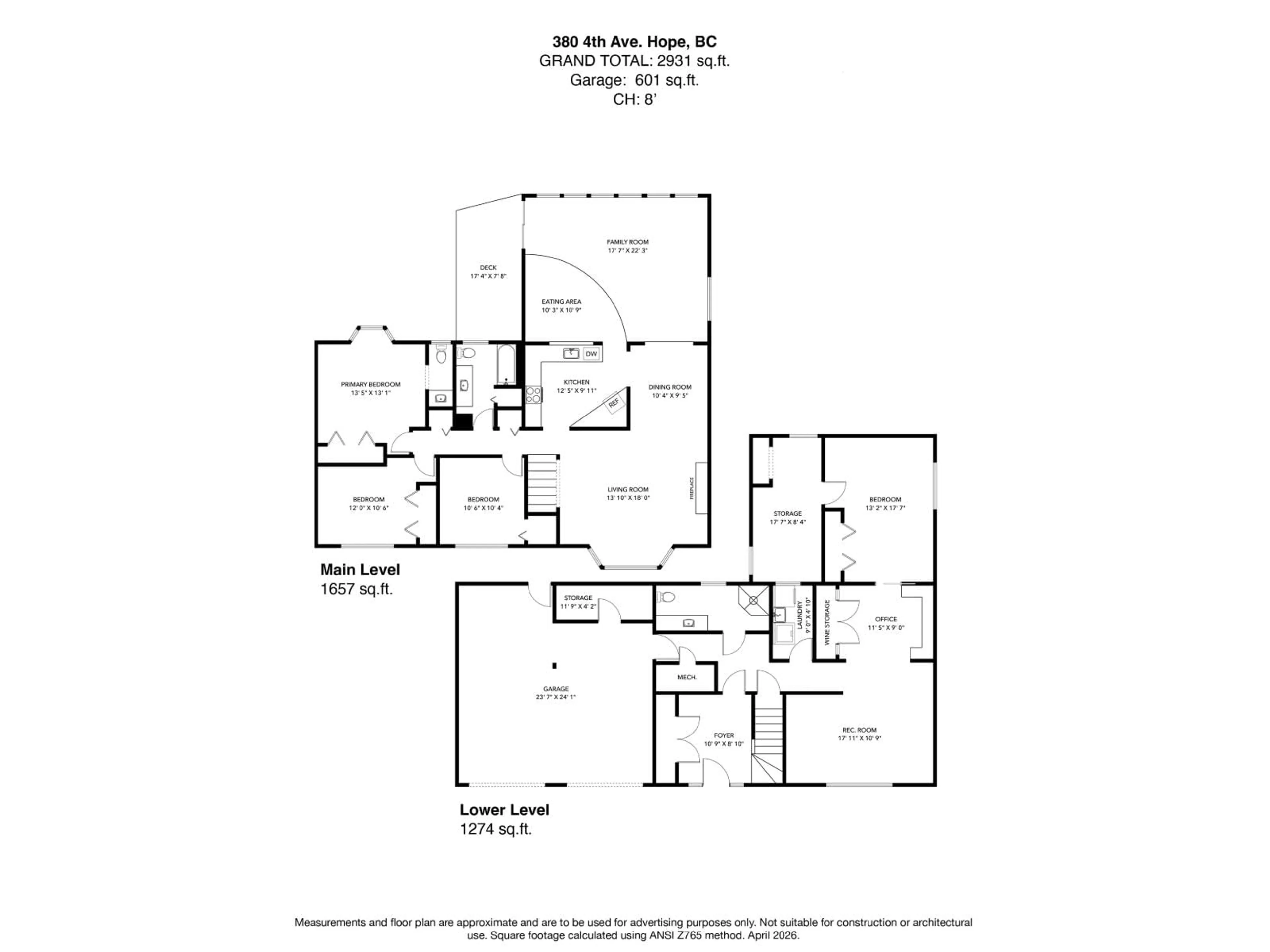Floor plan for 380 4TH AVENUE, Hope British Columbia V0X1L0