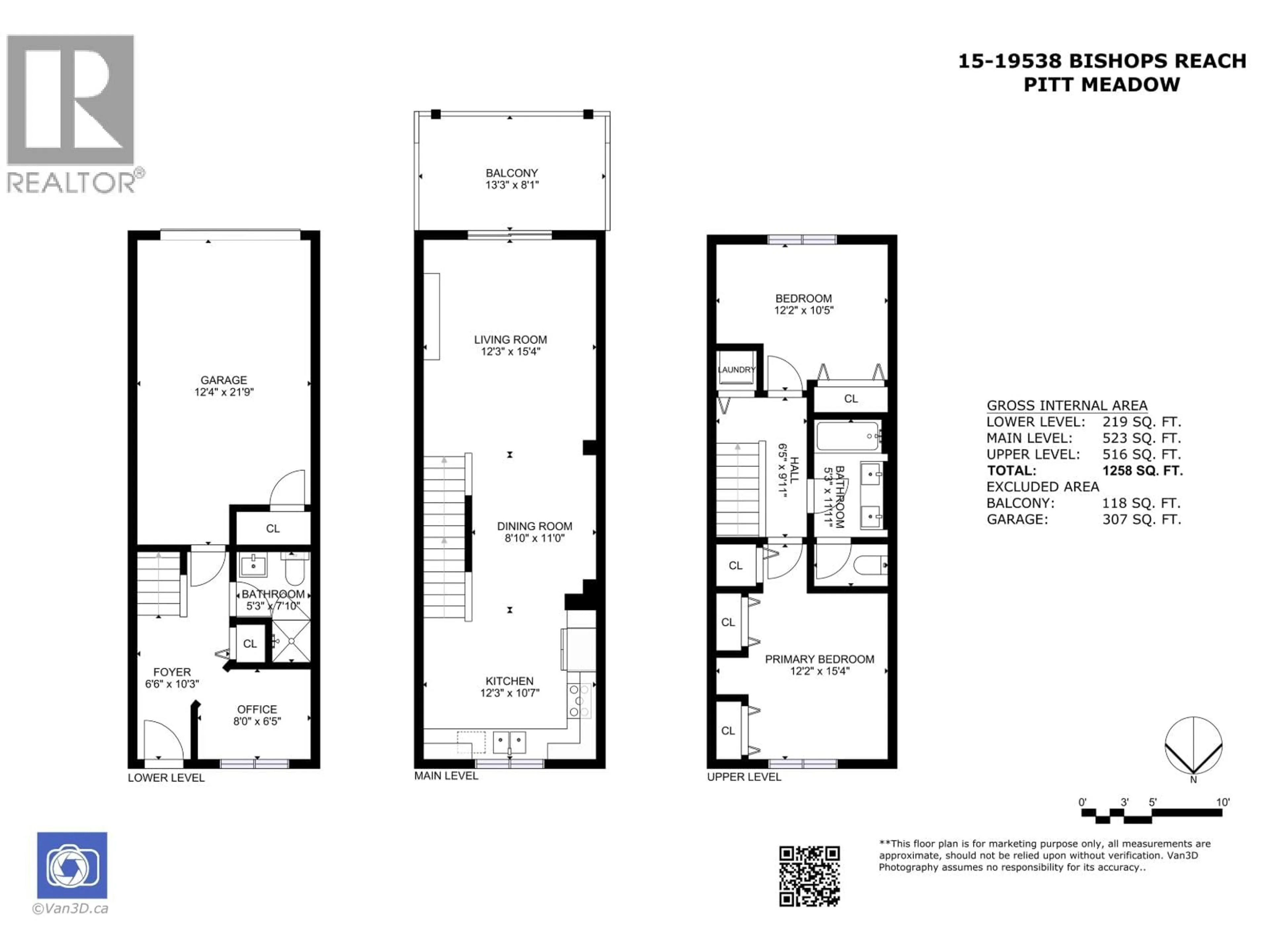 Floor plan for 15 - 19538 BISHOPS REACH, Pitt Meadows British Columbia V3Y0C2