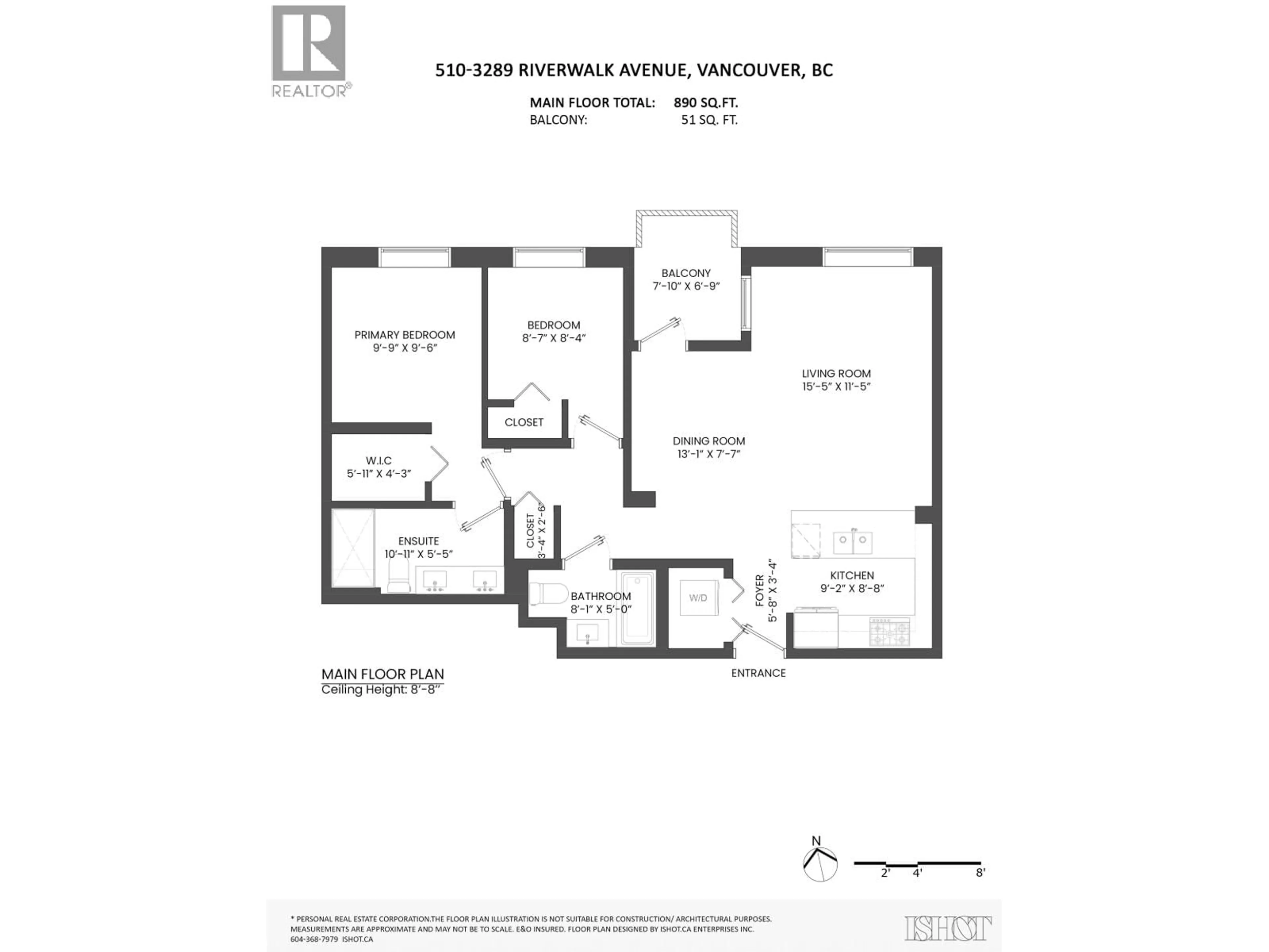 Floor plan for 510 - 3289 RIVERWALK AVENUE, Vancouver British Columbia V5S0G2