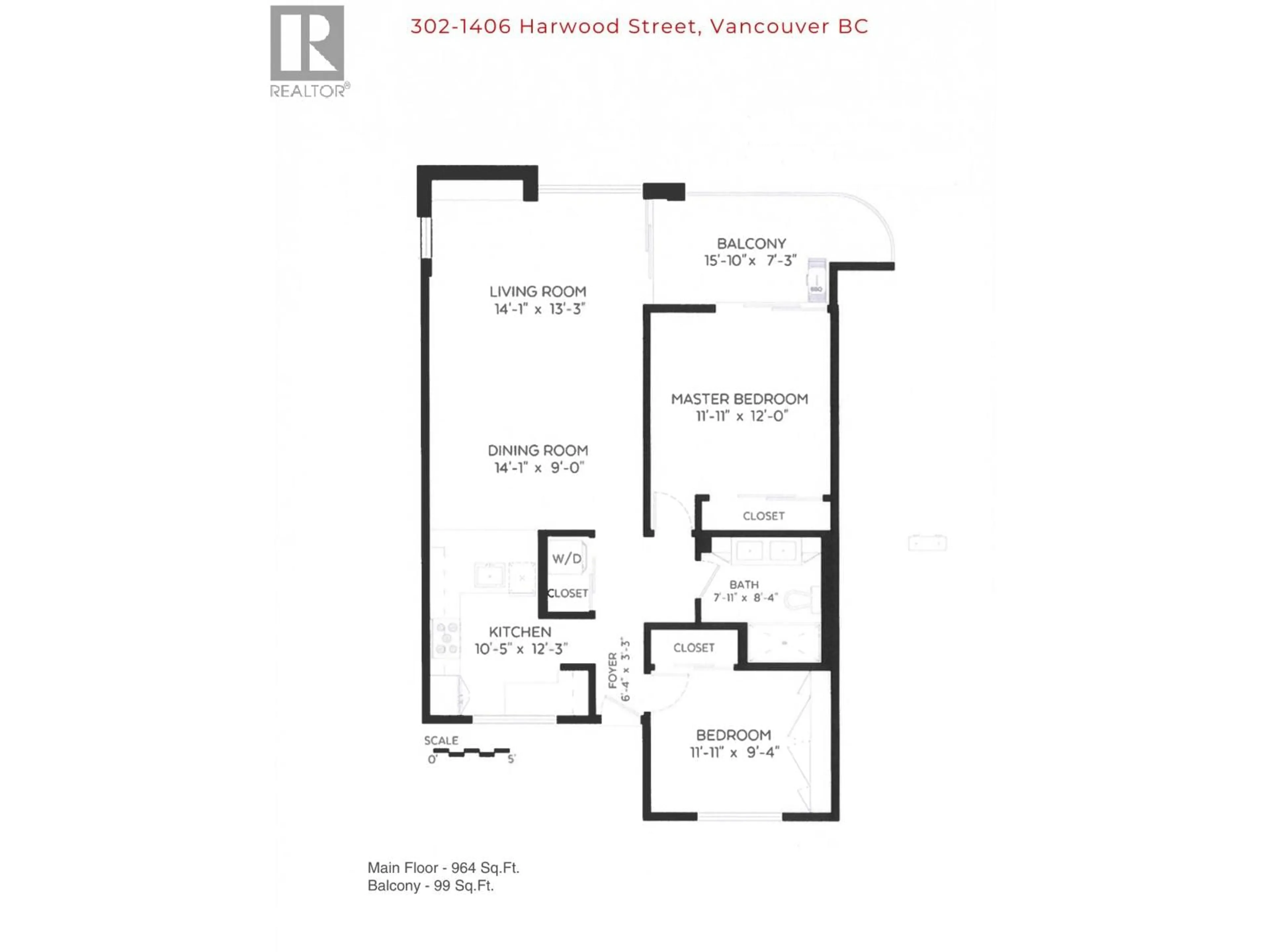 Floor plan for 302 - 1406 HARWOOD STREET, Vancouver British Columbia V6G1X5