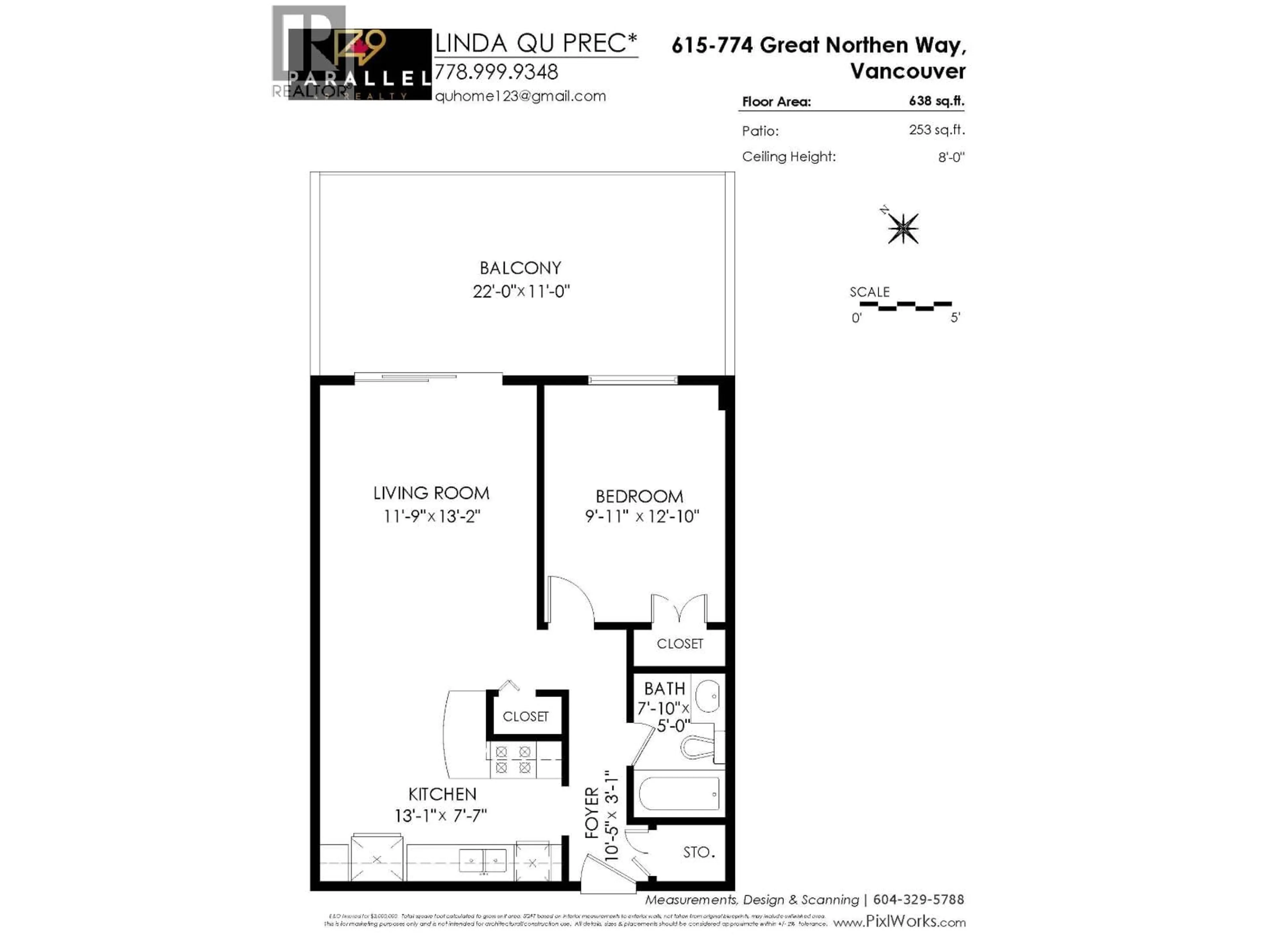 Floor plan for 615 - 774 GREAT NORTHERN WAY, Vancouver British Columbia V5T1E5