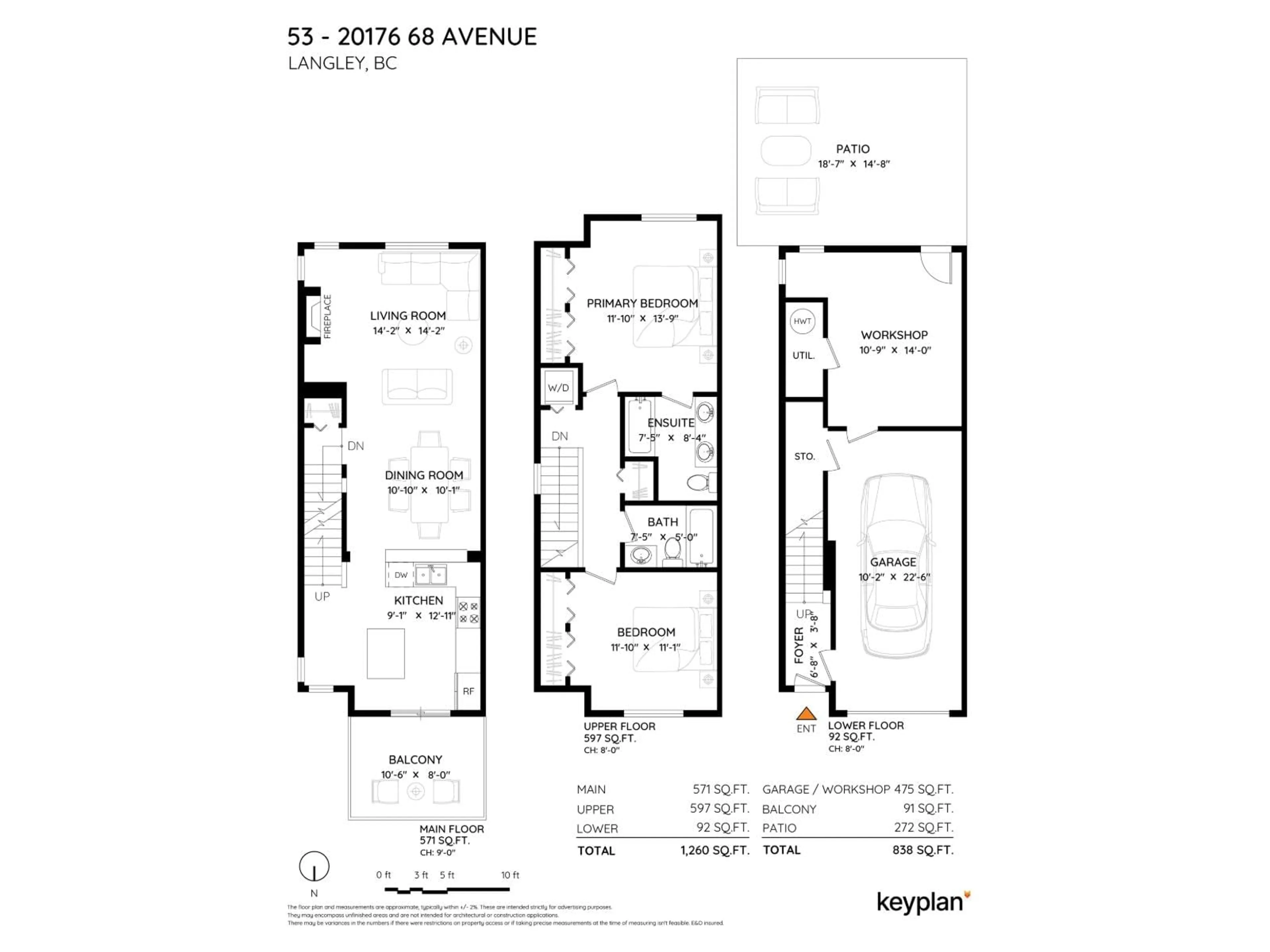 Floor plan for 53 - 20176 68 AVENUE, Langley British Columbia V2Y2X7