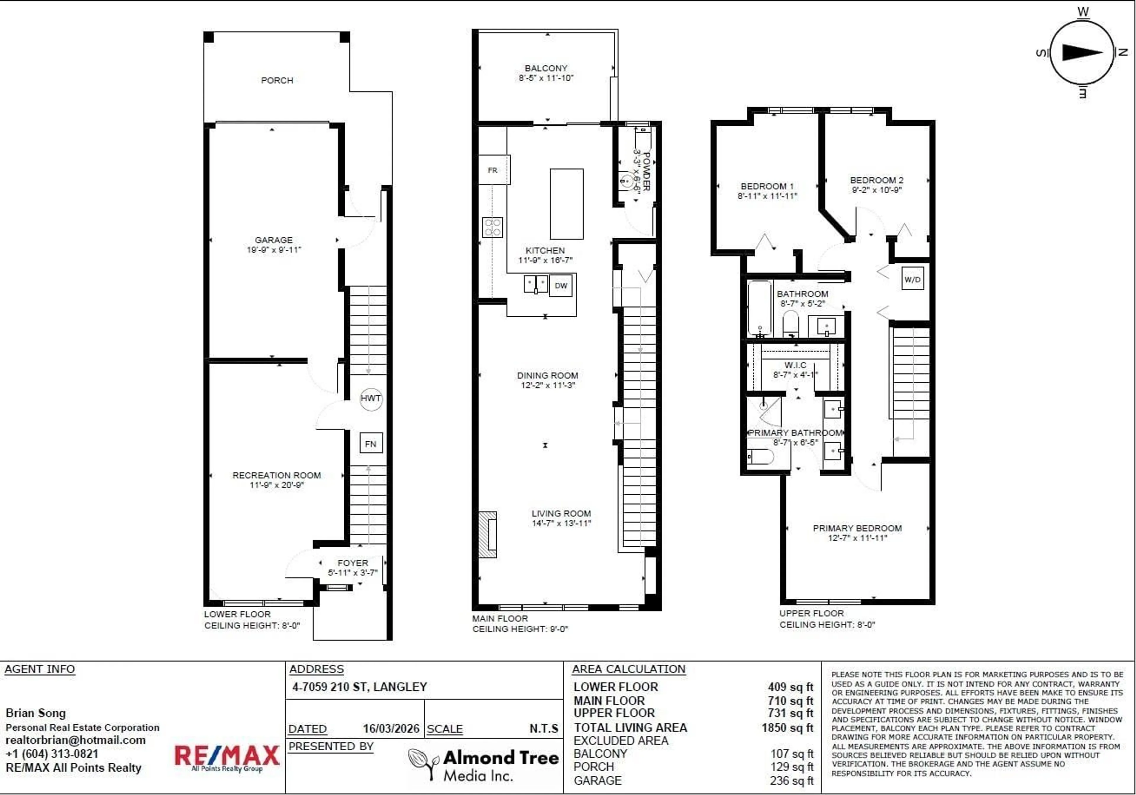 Floor plan for 4 - 7059 210 STREET, Langley British Columbia V2Y0T2