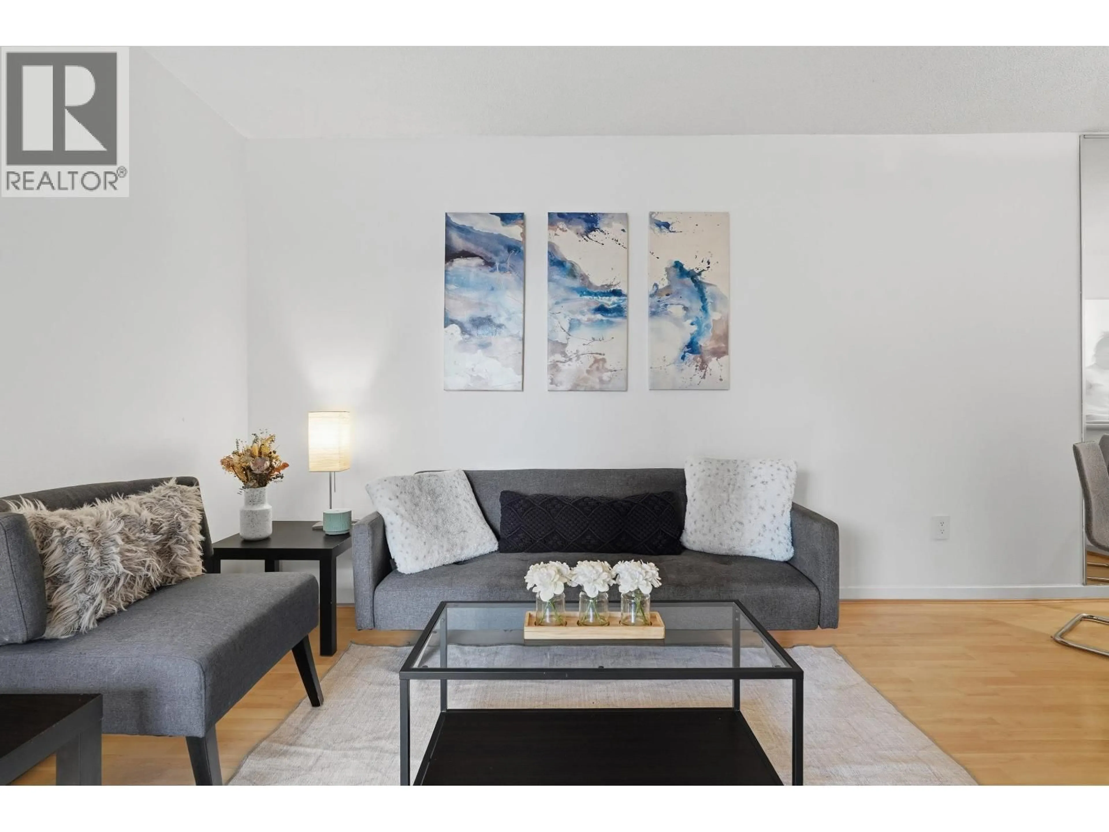 Living room with furniture, wood/laminate floor for 412 - 1718 NELSON STREET, Vancouver British Columbia V6G1M8