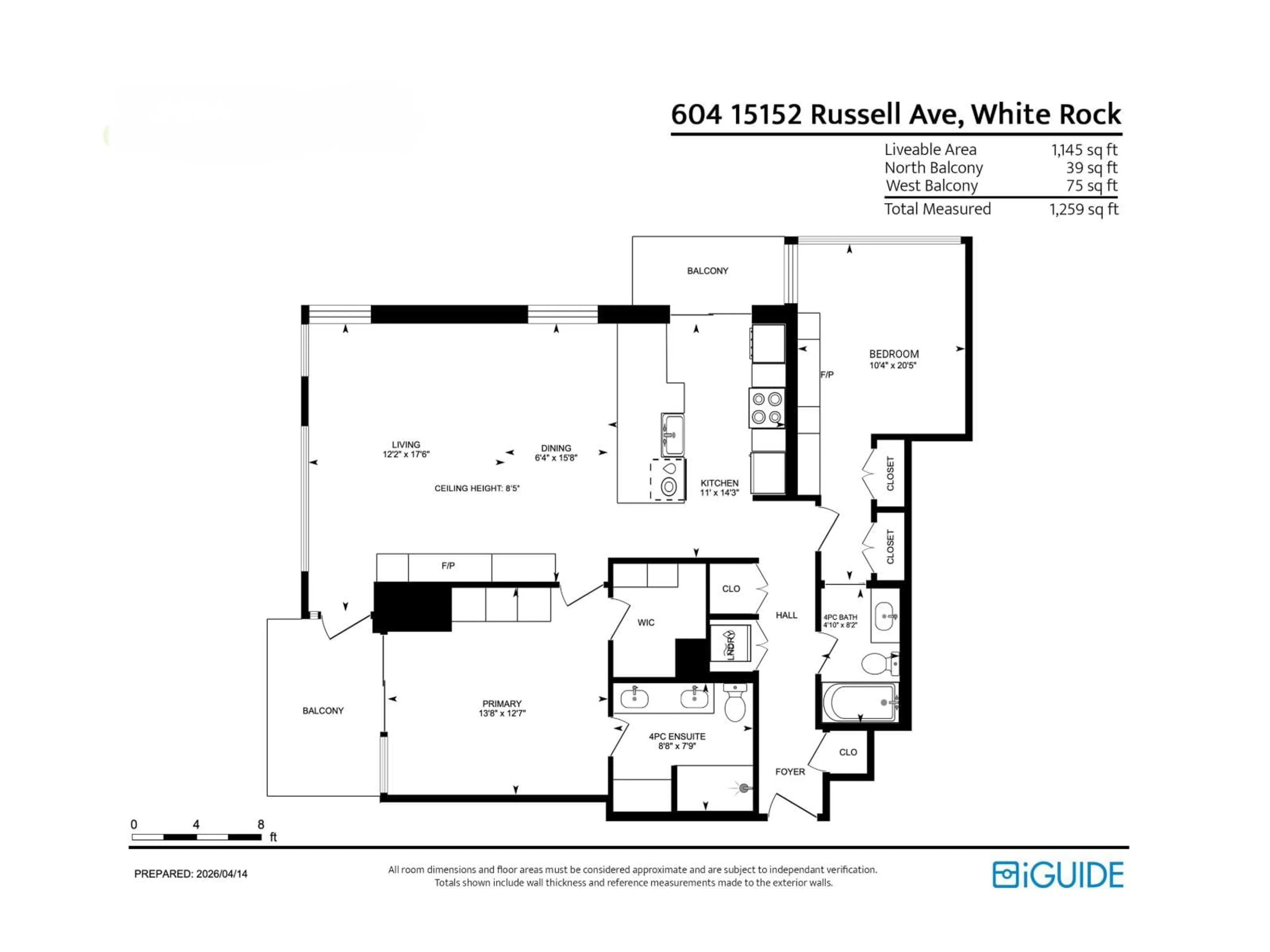 Floor plan for 604 - 15152 RUSSELL AVENUE, White Rock British Columbia V4B0A3