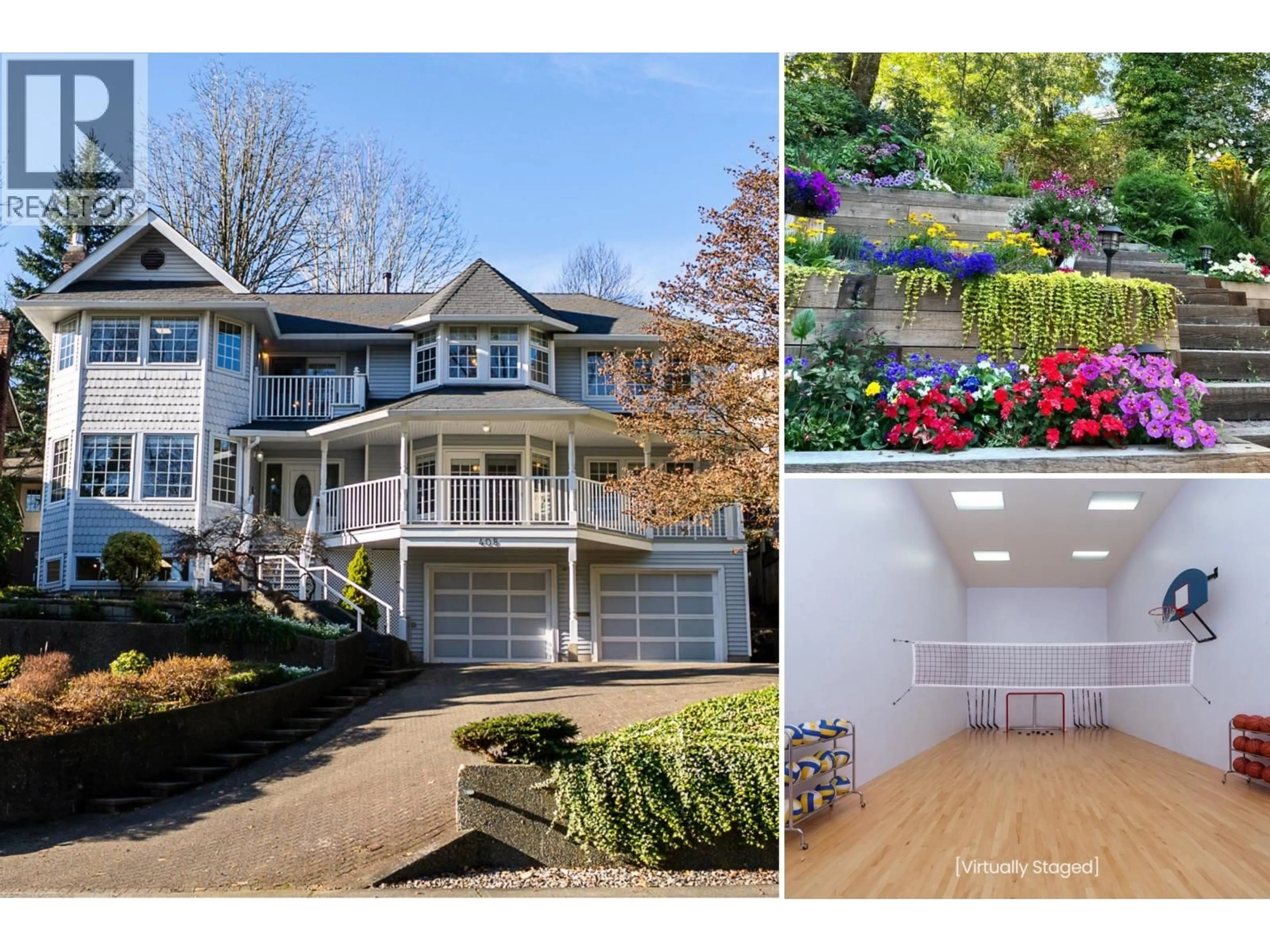 A pic from outside/outdoor area/front of a property/back of a property/a pic from drone, water/lake/river/ocean view for 408 RIVERVIEW CRESCENT, Coquitlam British Columbia V3C4X8