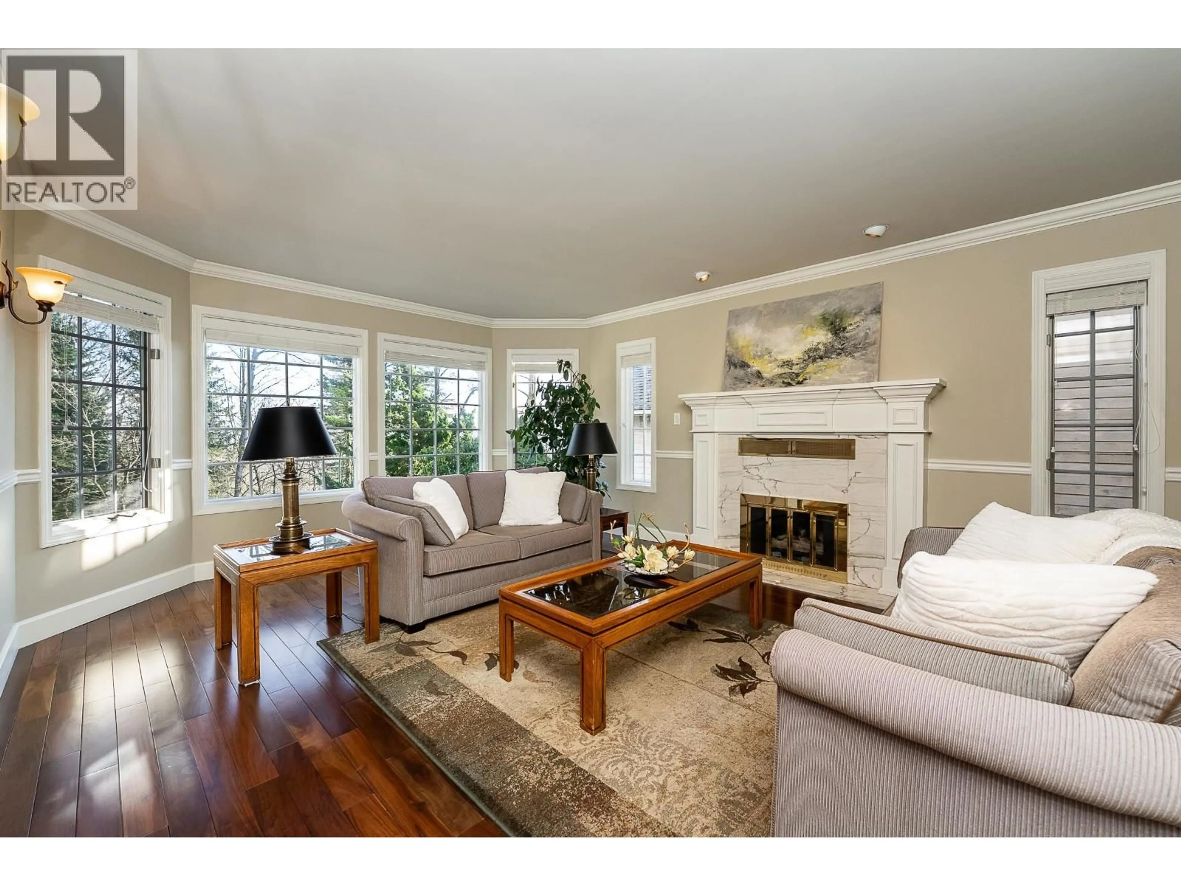 Living room with furniture, wood/laminate floor for 408 RIVERVIEW CRESCENT, Coquitlam British Columbia V3C4X8