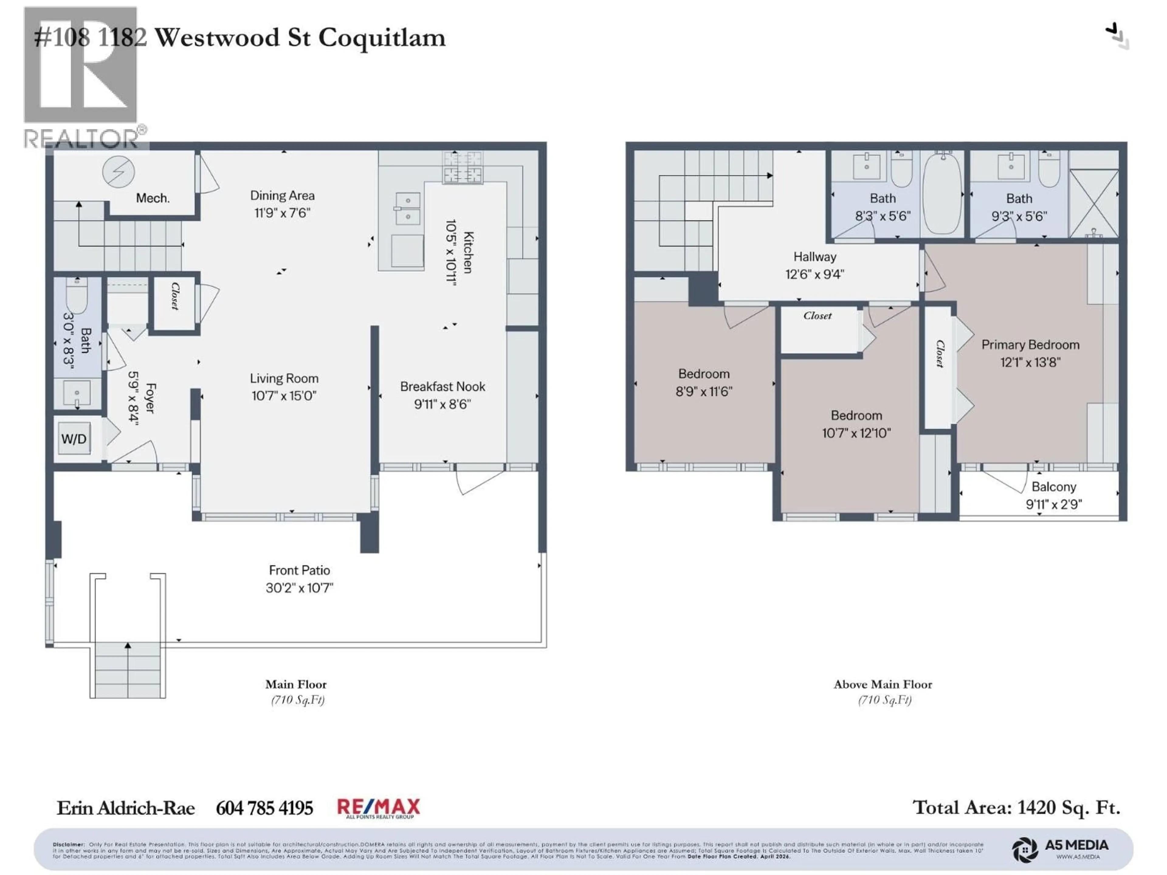 Floor plan for 108 - 1182 WESTWOOD STREET, Coquitlam British Columbia V3B0T9