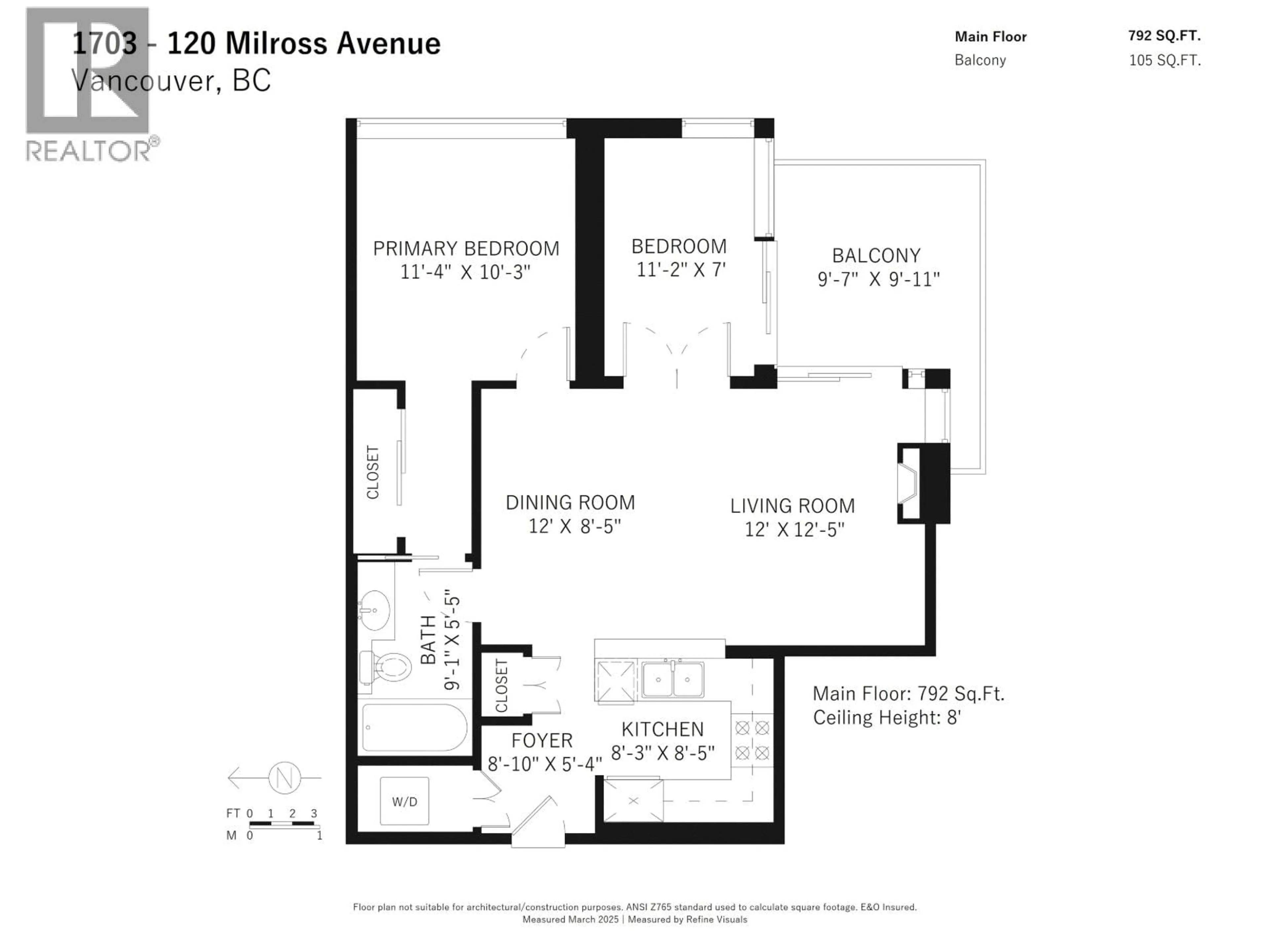 Floor plan for 1703 - 120 MILROSS AVENUE, Vancouver British Columbia V6A4K7