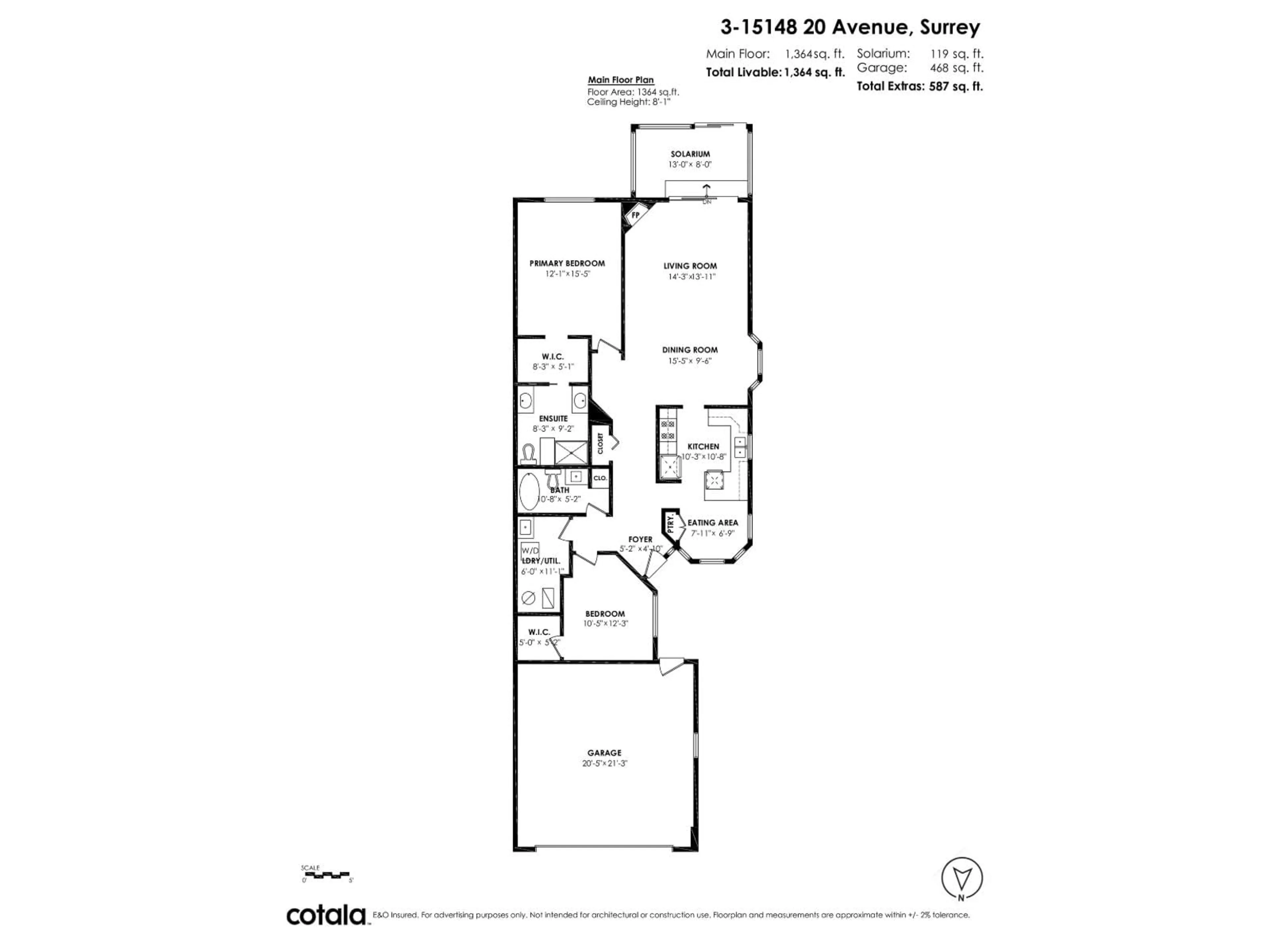 Floor plan for 3 - 15148 20 AVENUE, Surrey British Columbia V4A8S1