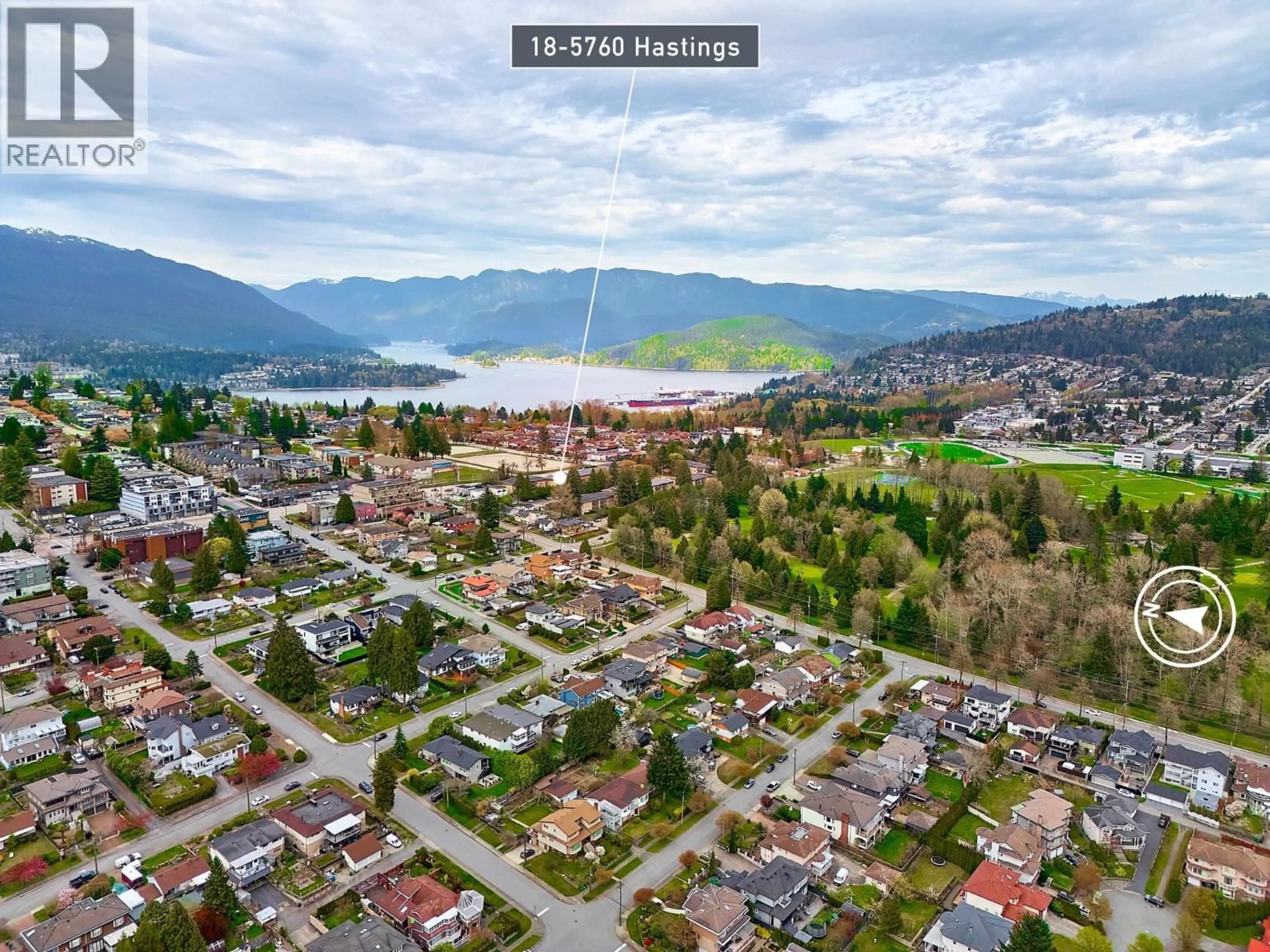 A pic from outside/outdoor area/front of a property/back of a property/a pic from drone, mountain view for 18 - 5760 HASTINGS STREET, Burnaby British Columbia V5B1R6