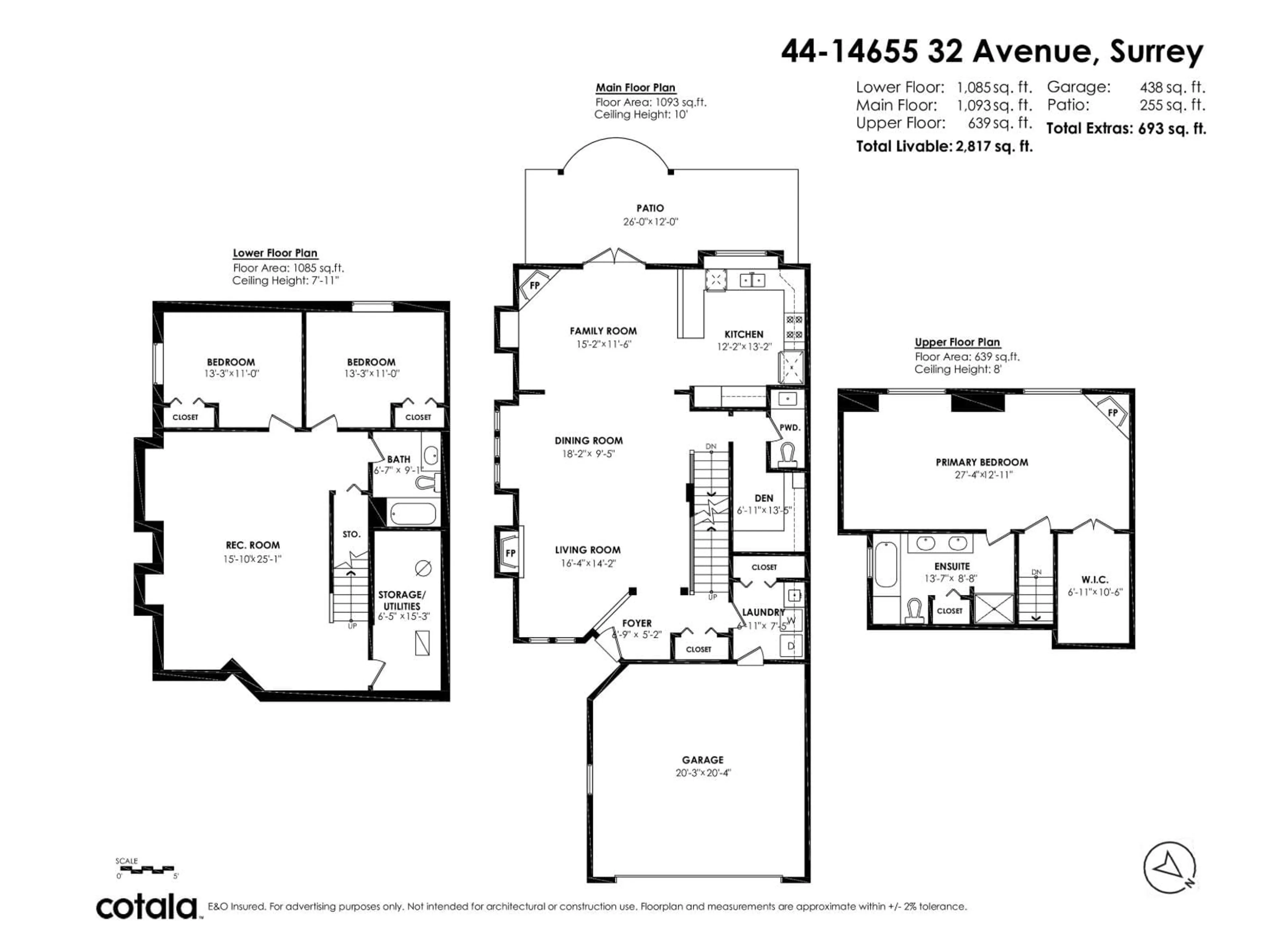 Floor plan for 44 - 14655 32 AVENUE, Surrey British Columbia V4P3R6
