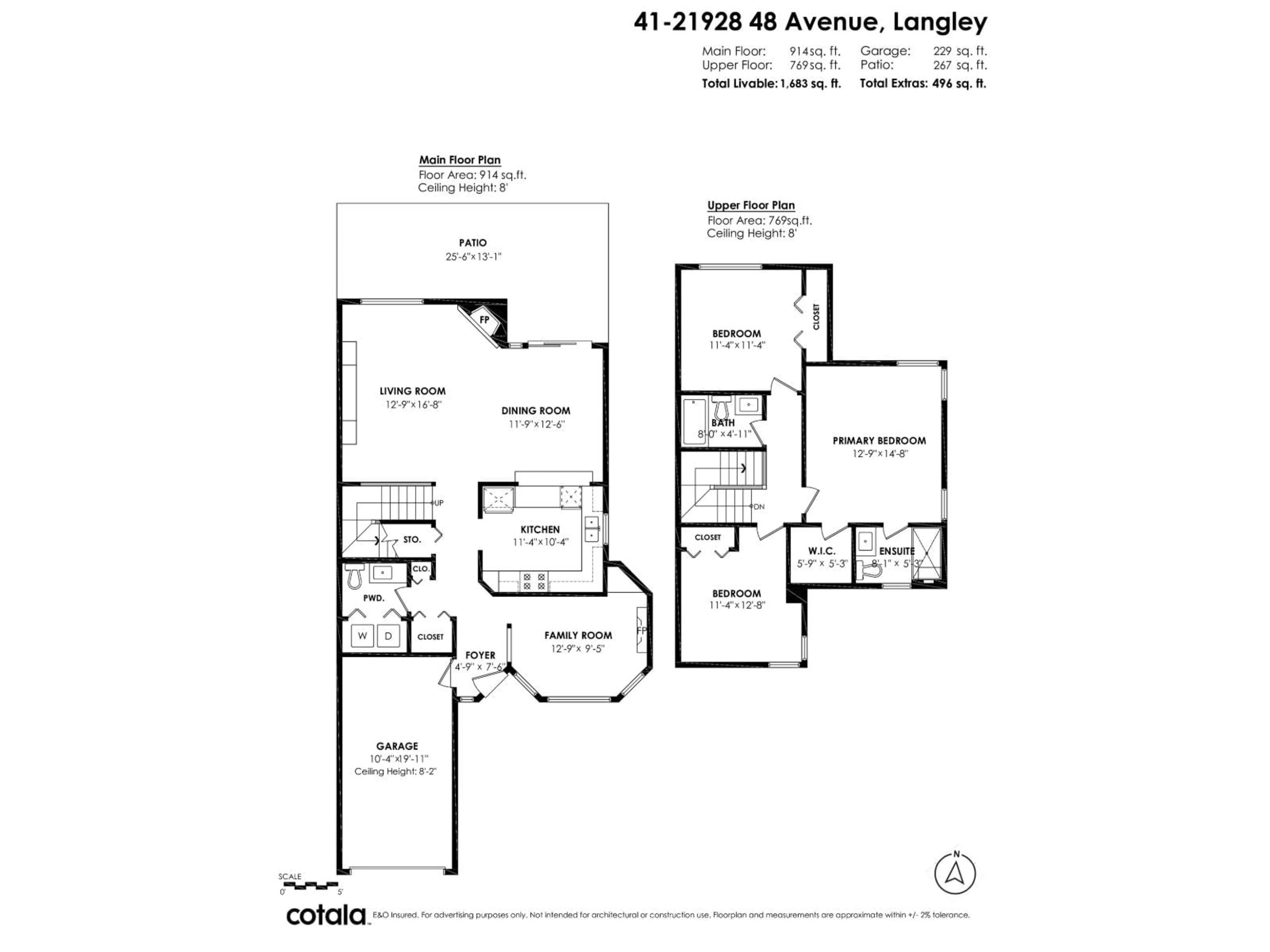 Floor plan for 41 - 21928 48 AVENUE, Langley British Columbia V3A8H1