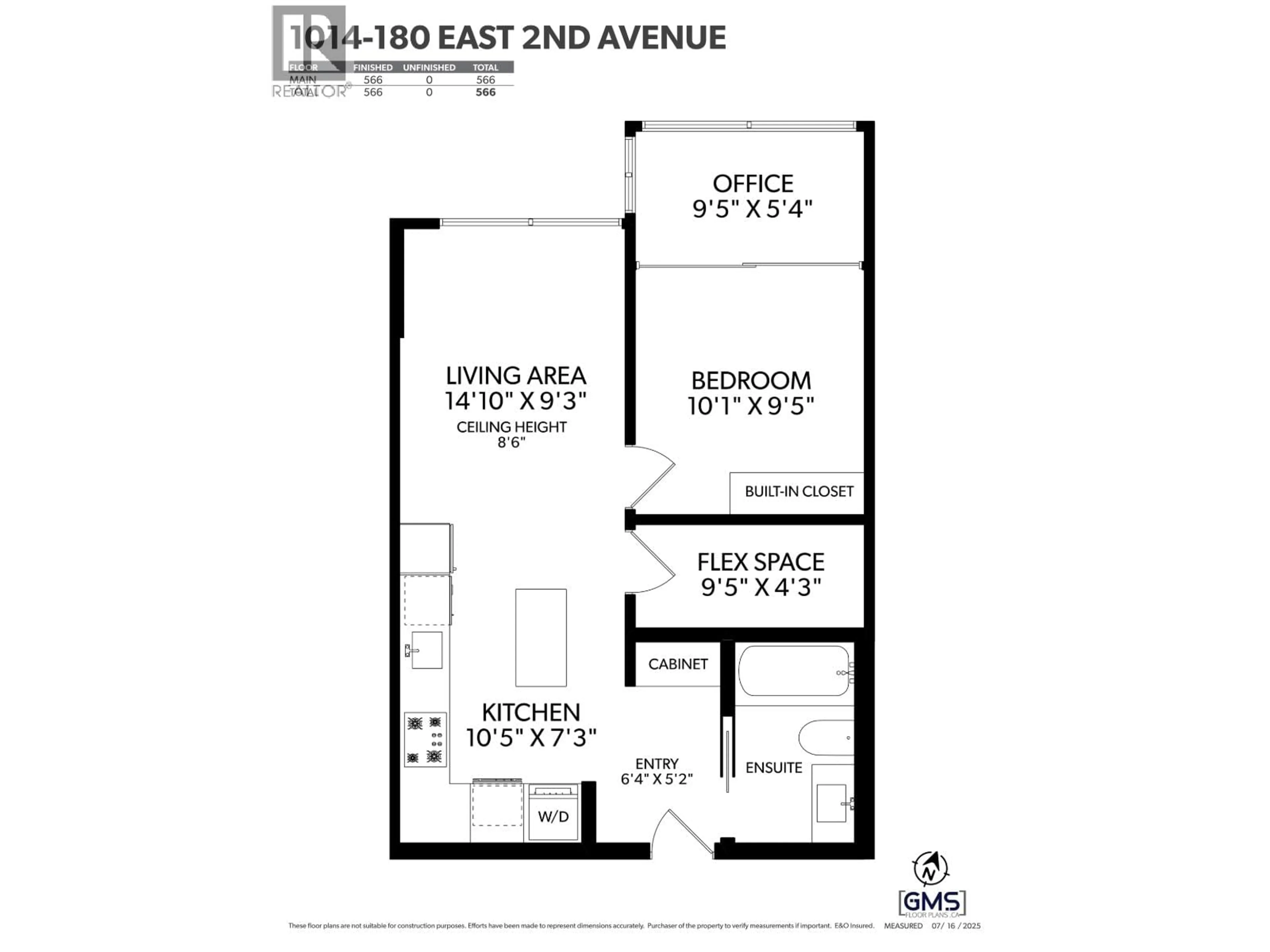 Floor plan for 1014 - 180 2ND AVENUE, Vancouver British Columbia V5T0K4