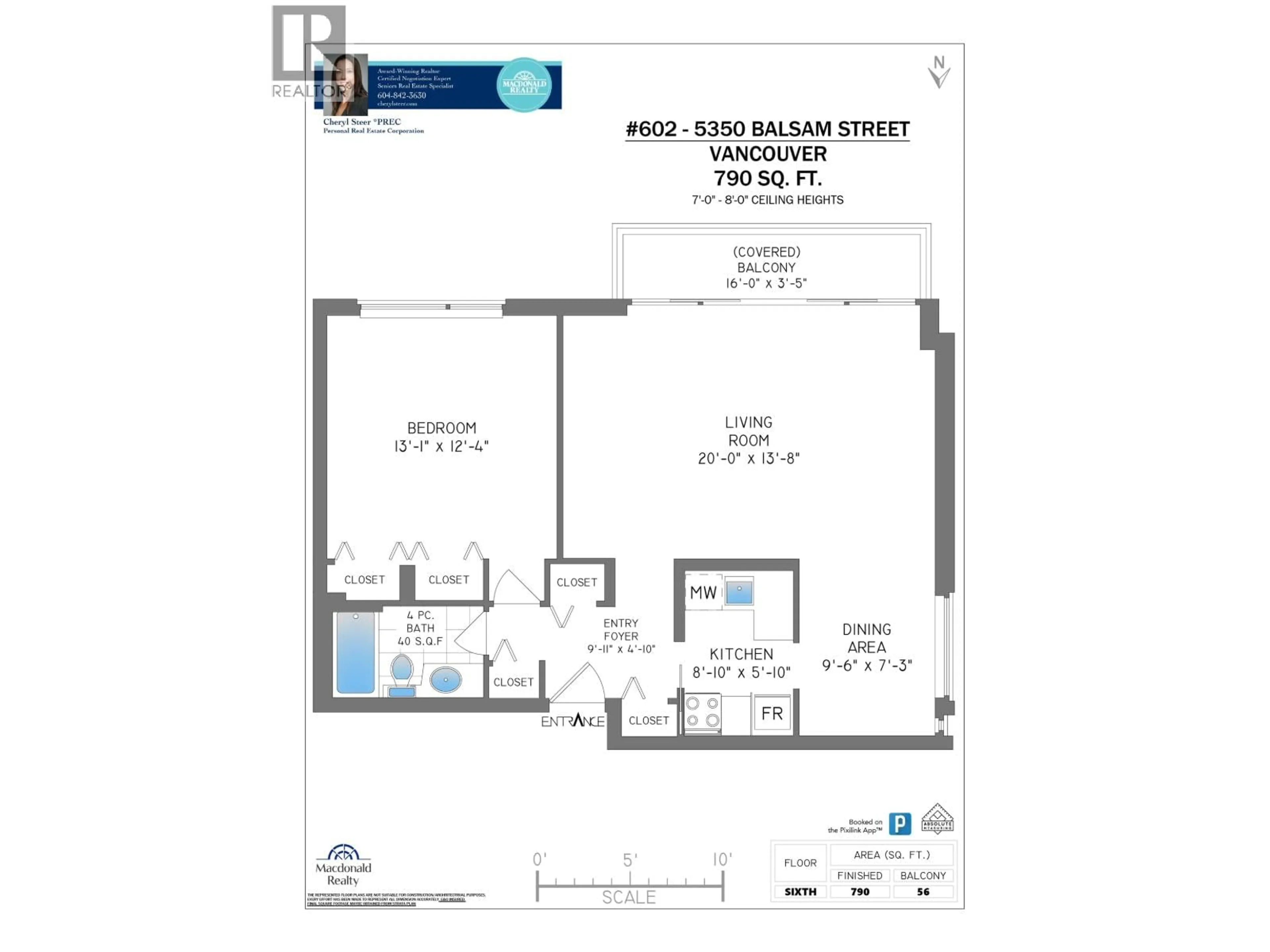 Floor plan for 602 - 5350 BALSAM STREET, Vancouver British Columbia V6M4B4