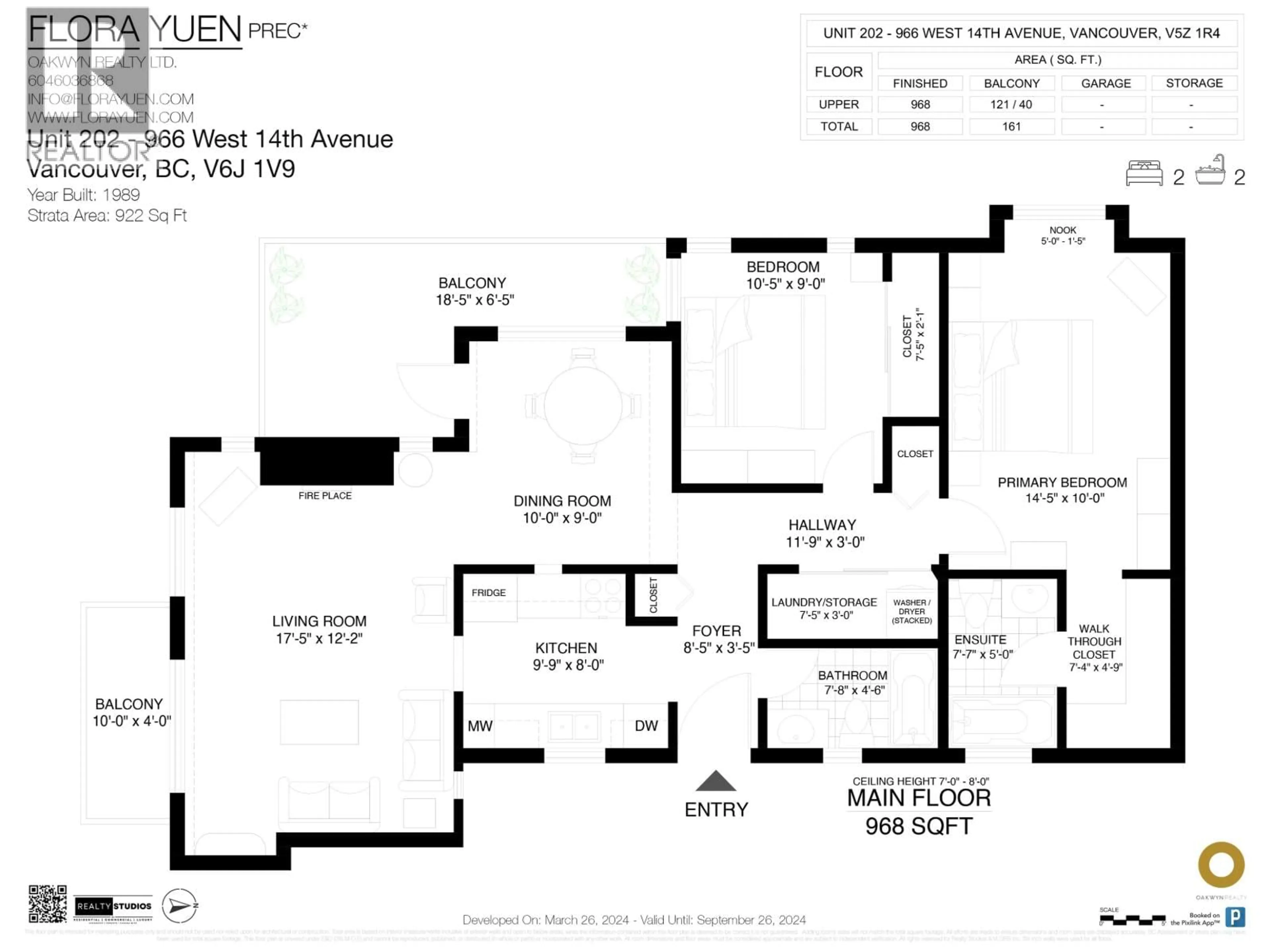 Floor plan for 202 - 966 14TH AVENUE, Vancouver British Columbia V5Z1R4