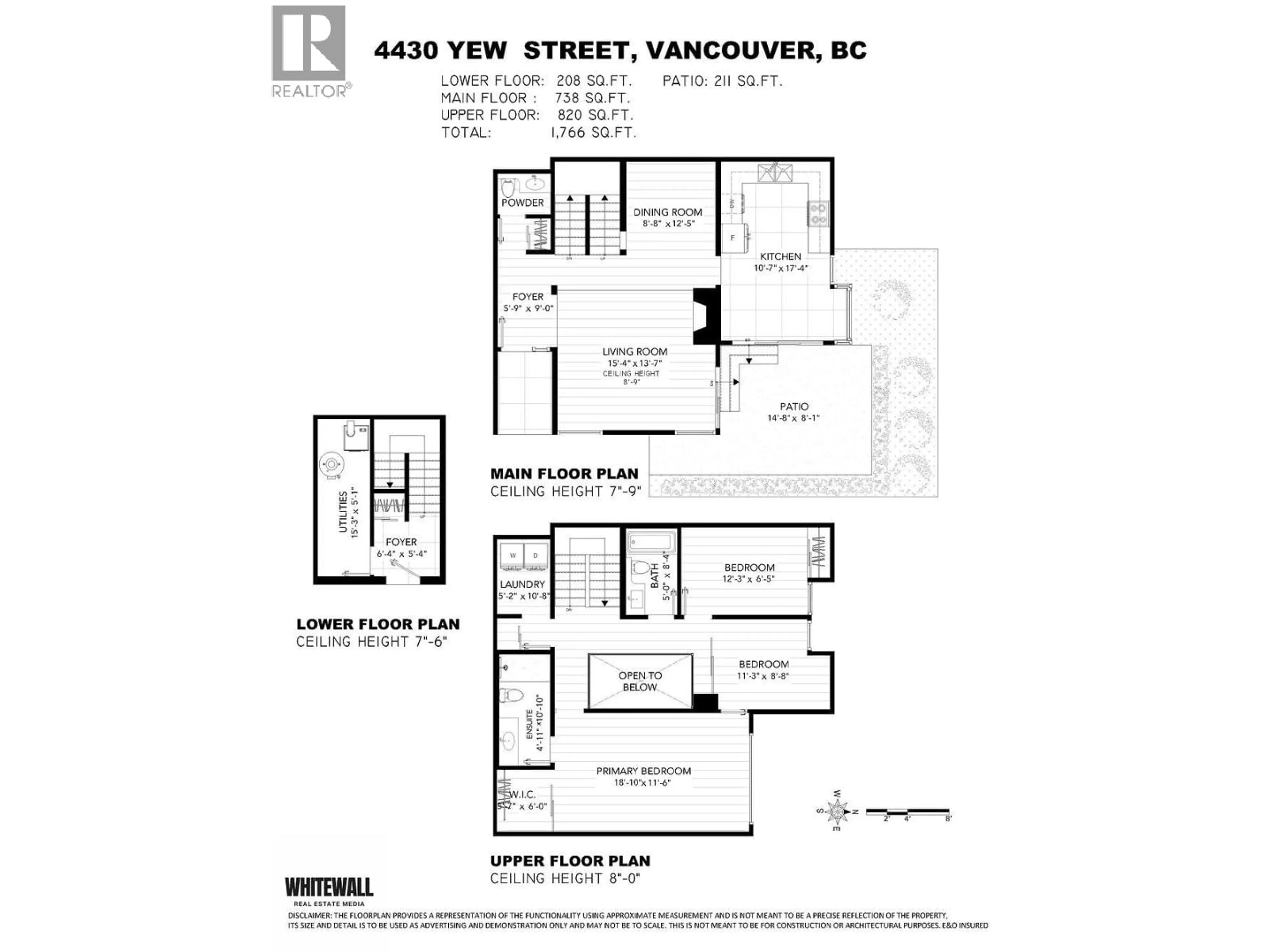 Floor plan for 4430 YEW STREET, Vancouver British Columbia V6L3C8