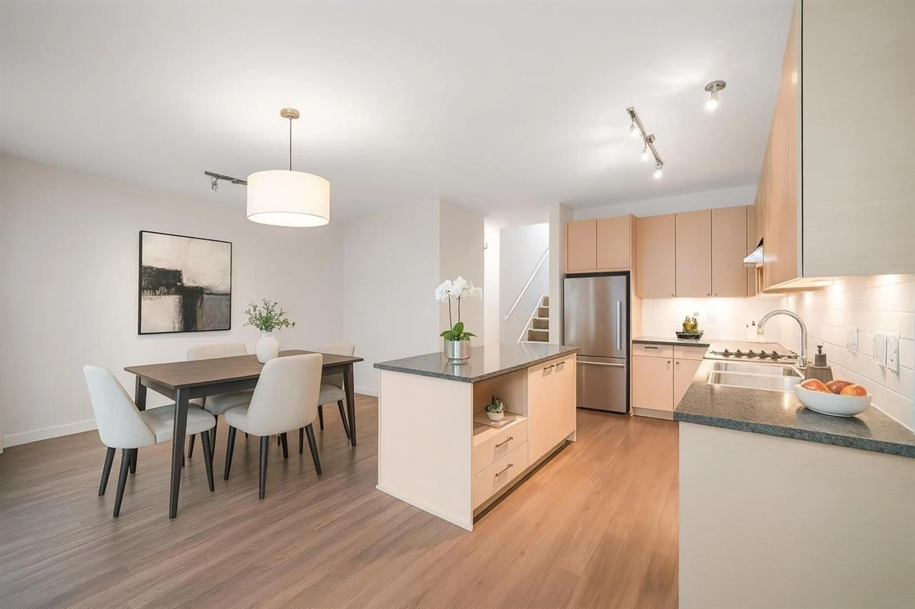 Open concept kitchen, wood/laminate floor for 67 - 10489 DELSOM CRESCENT, Delta British Columbia V4C0B9