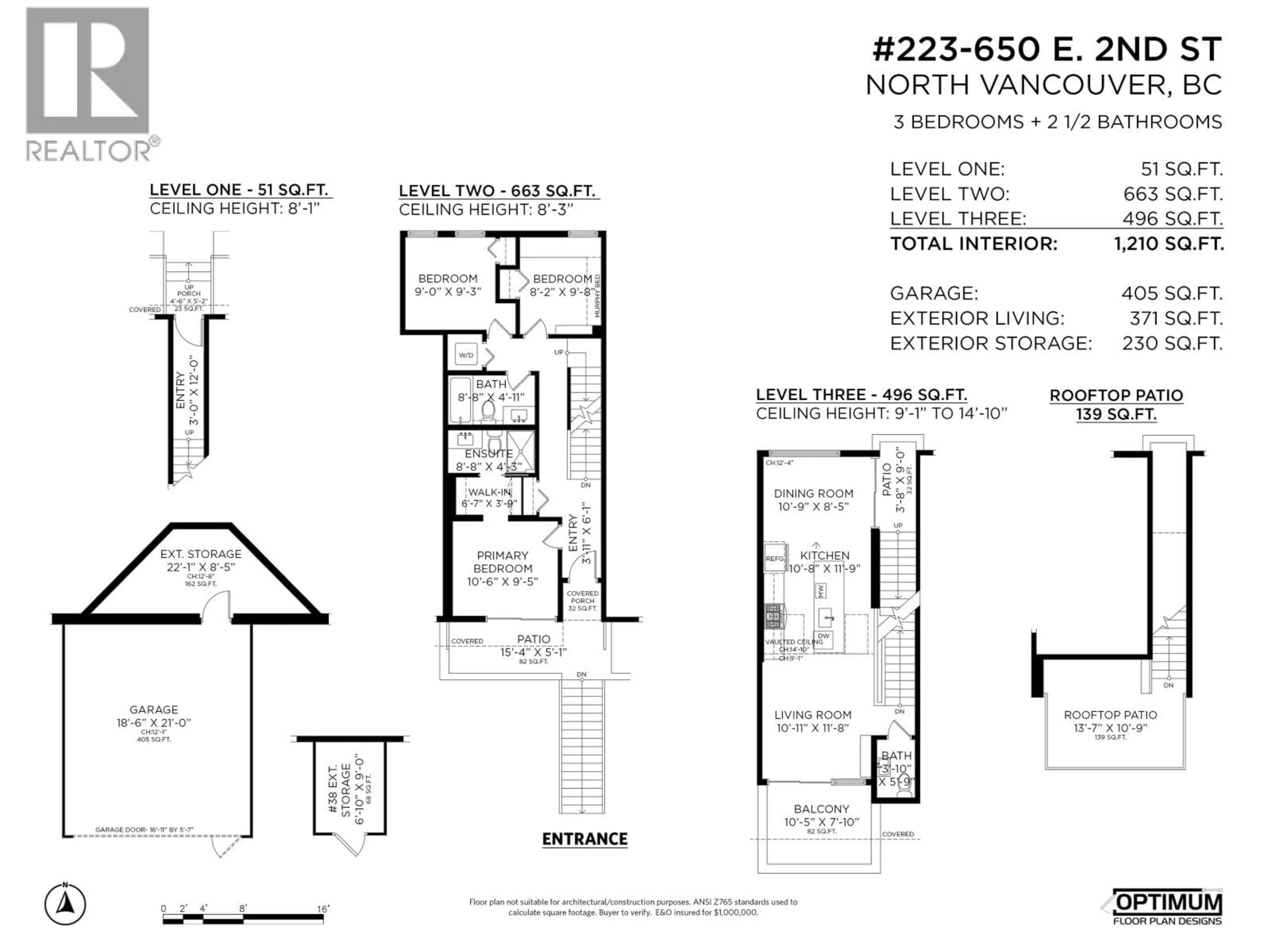 Floor plan for 223 - 650 2ND STREET, North Vancouver British Columbia V7L1E3