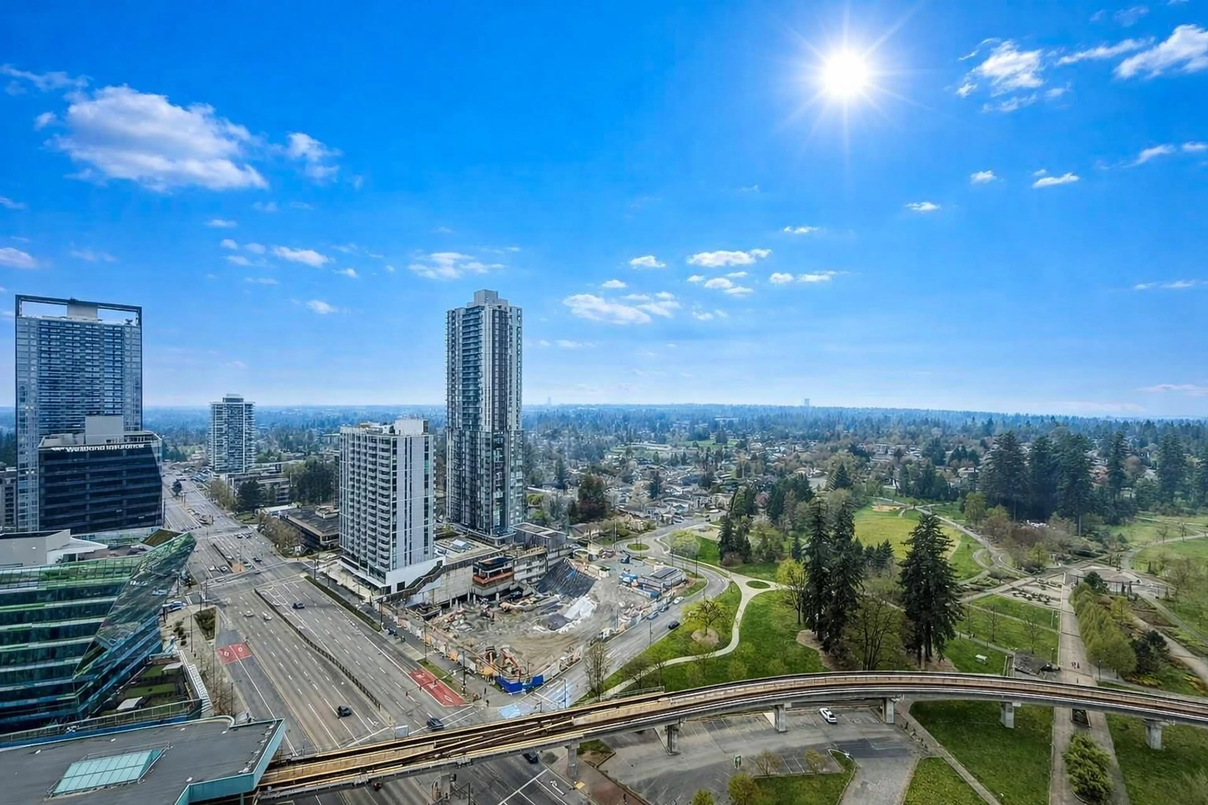 A pic from outside/outdoor area/front of a property/back of a property/a pic from drone, city buildings view from balcony for 2810 - 13618 100 AVENUE, Surrey British Columbia V3T0A8