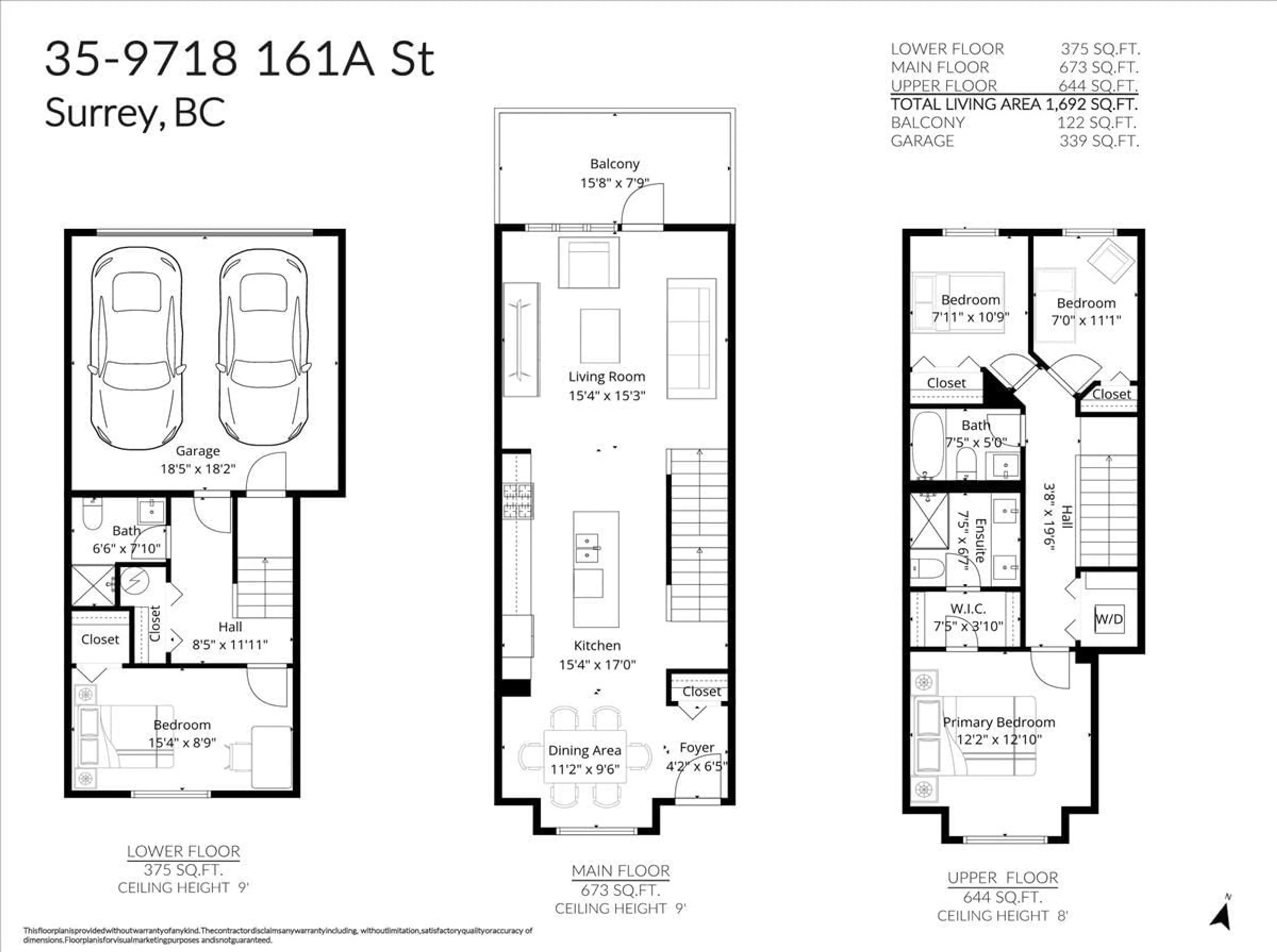 Floor plan for 35 - 9718 161A STREET, Surrey British Columbia V4N6S7