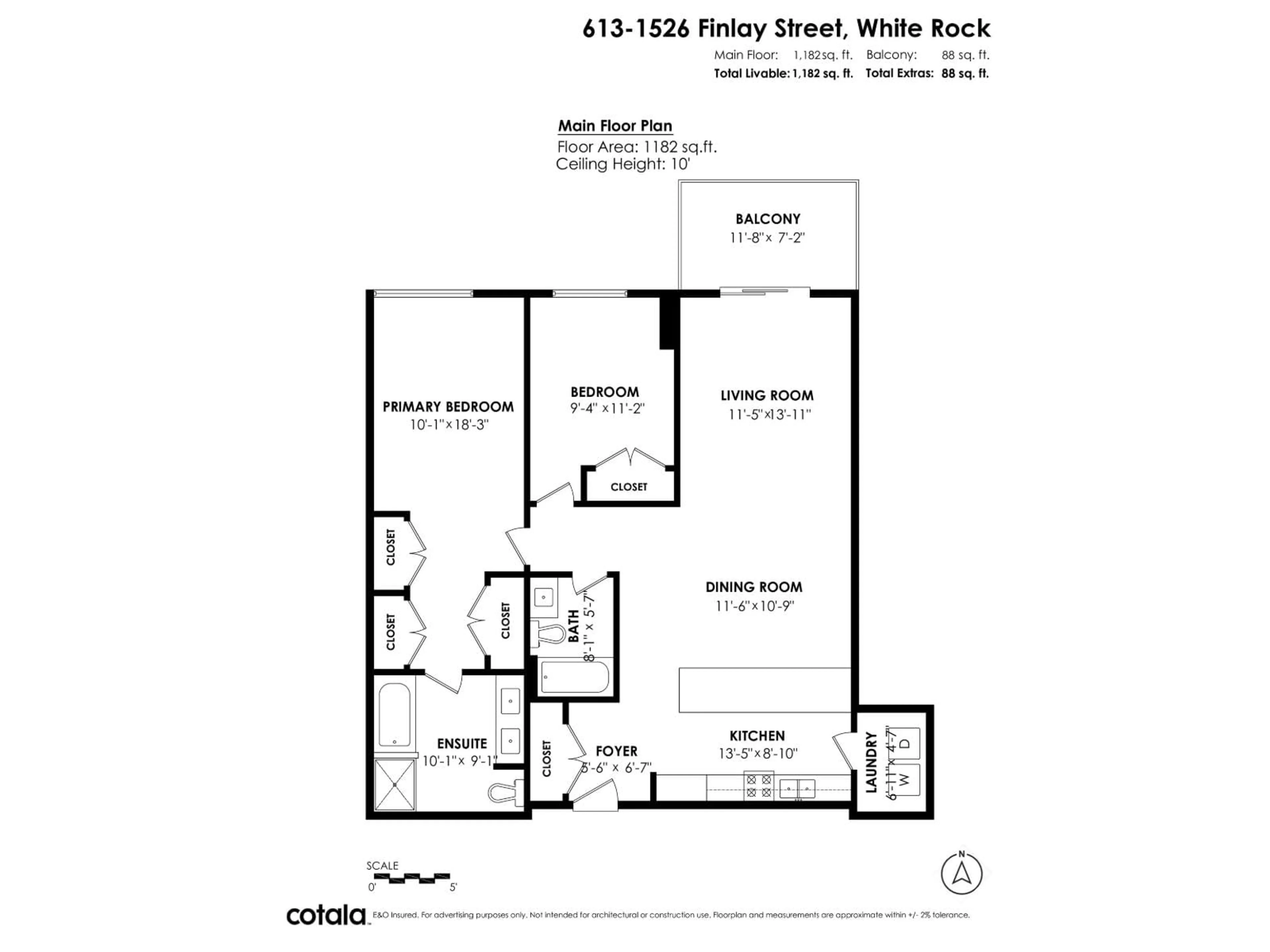 Floor plan for 613 - 1526 FINLAY STREET, White Rock British Columbia V4B4L9