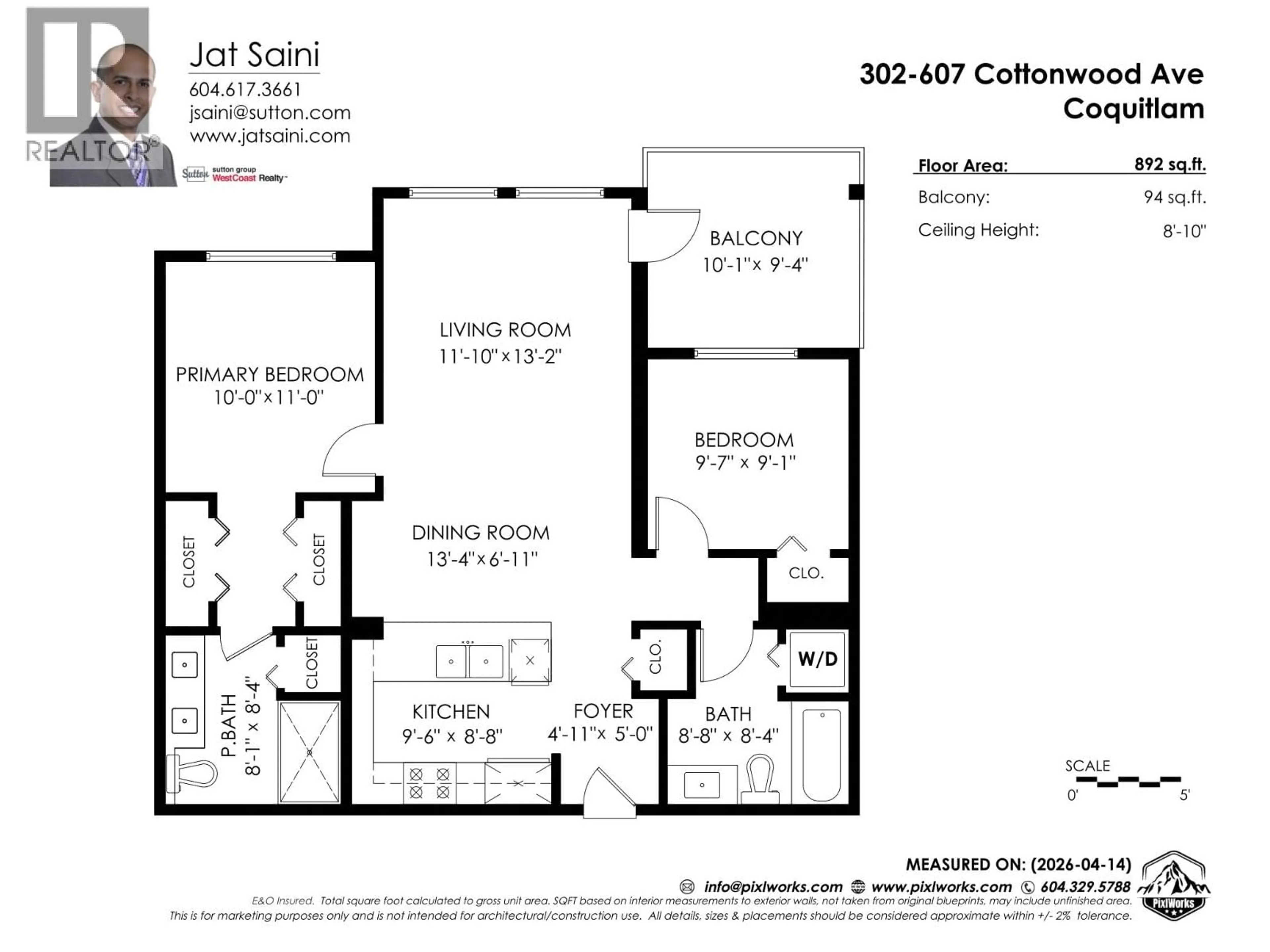 Floor plan for 302 - 607 COTTONWOOD AVENUE, Coquitlam British Columbia V3J0H1