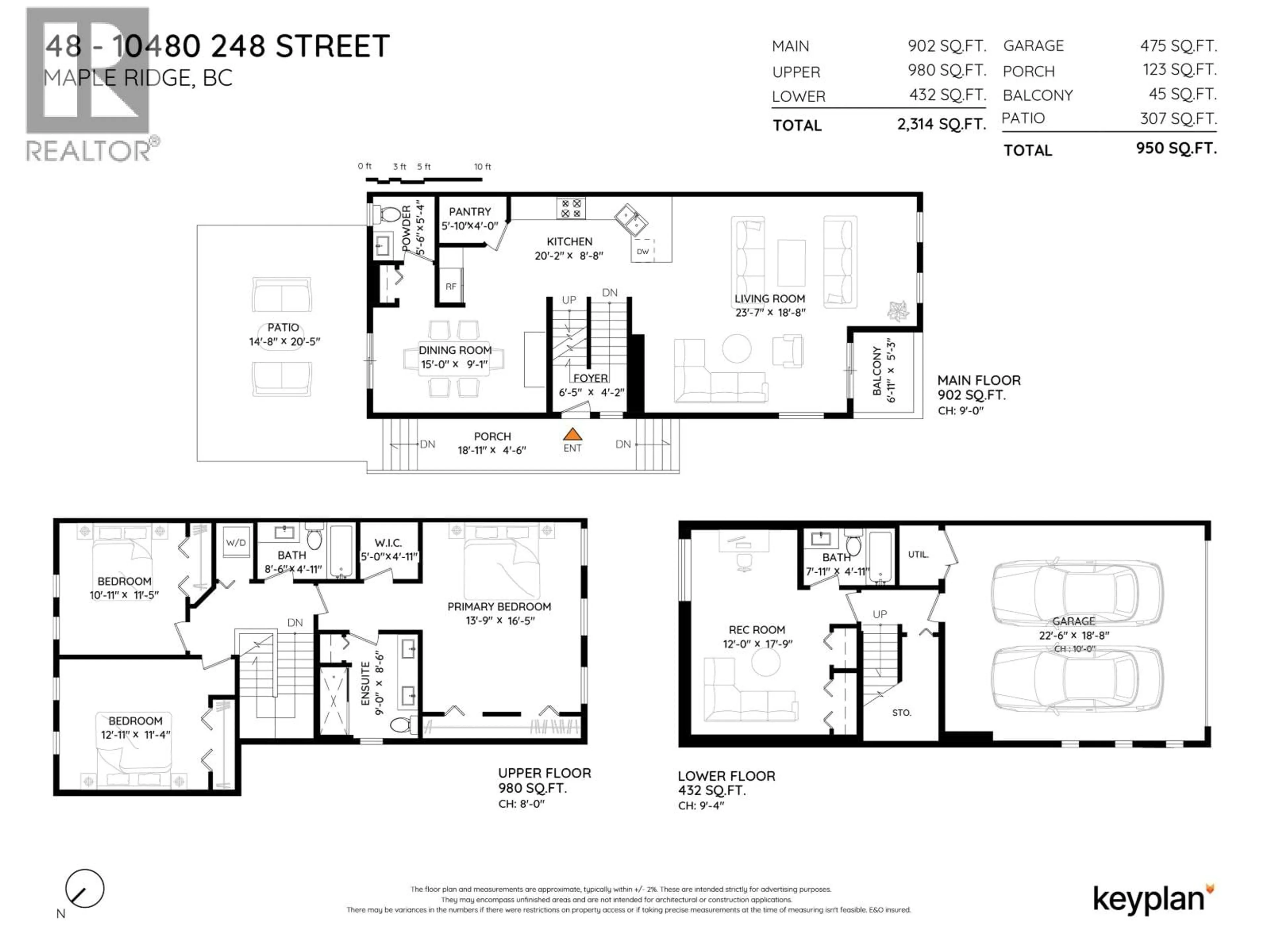Floor plan for 48 - 10480 248 STREET, Maple Ridge British Columbia V2W0J4