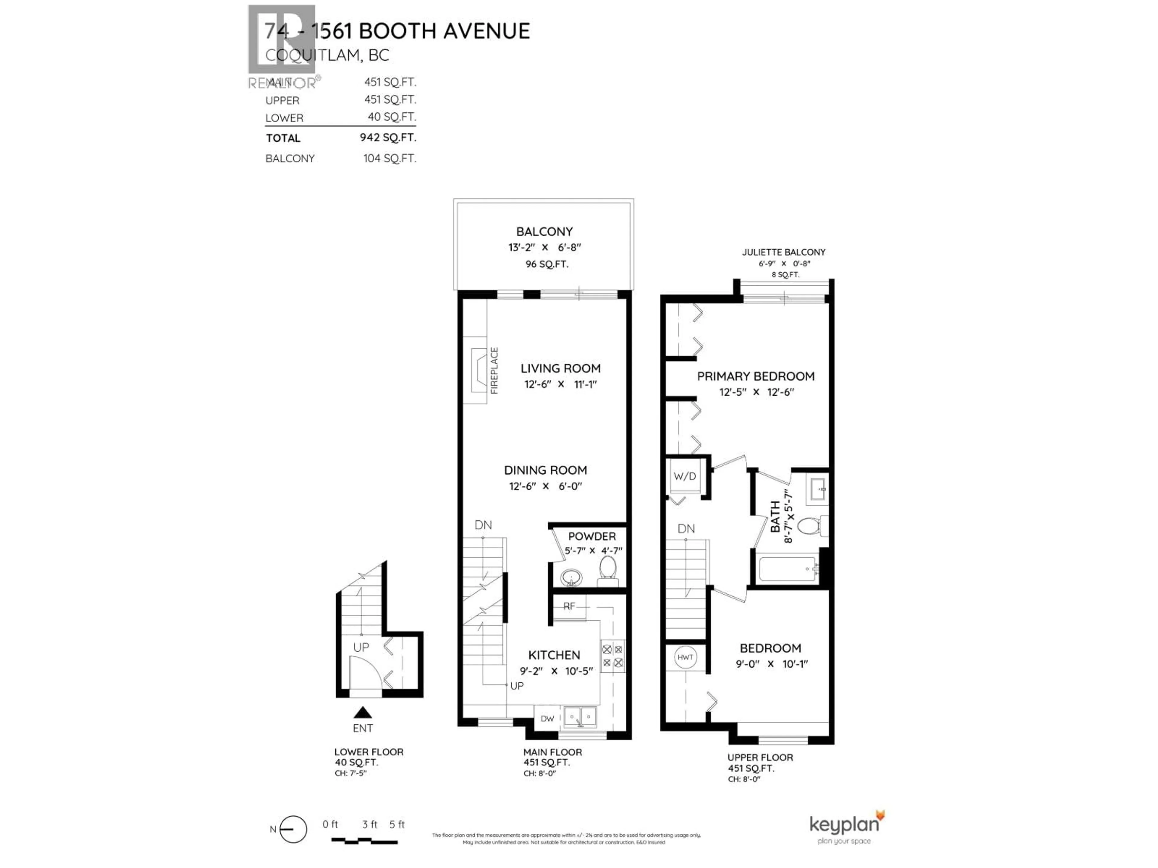 Floor plan for 74 - 1561 BOOTH AVENUE, Coquitlam British Columbia V3K6Z9