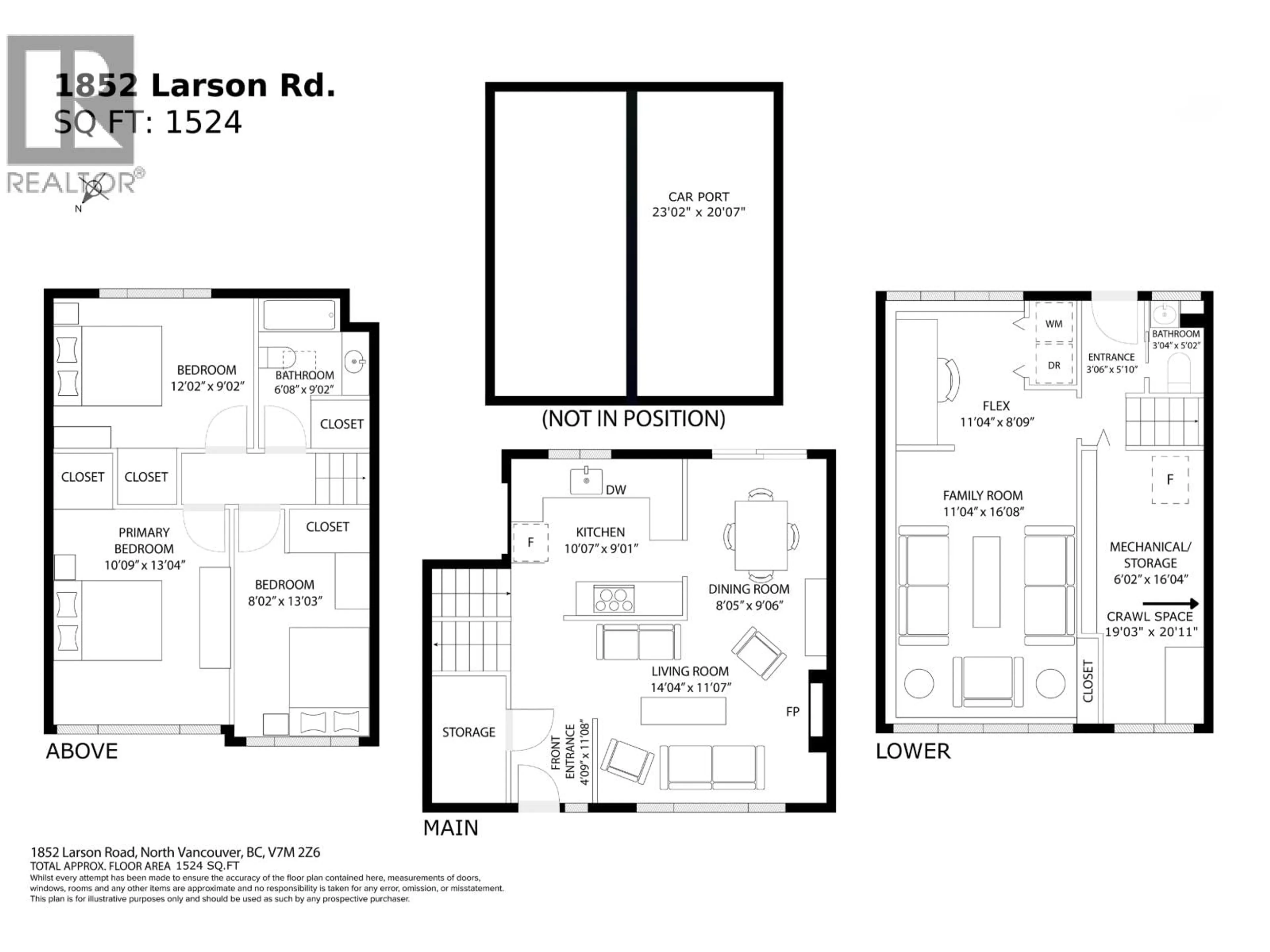 Floor plan for 1852 LARSON ROAD, North Vancouver British Columbia V7M2Z6