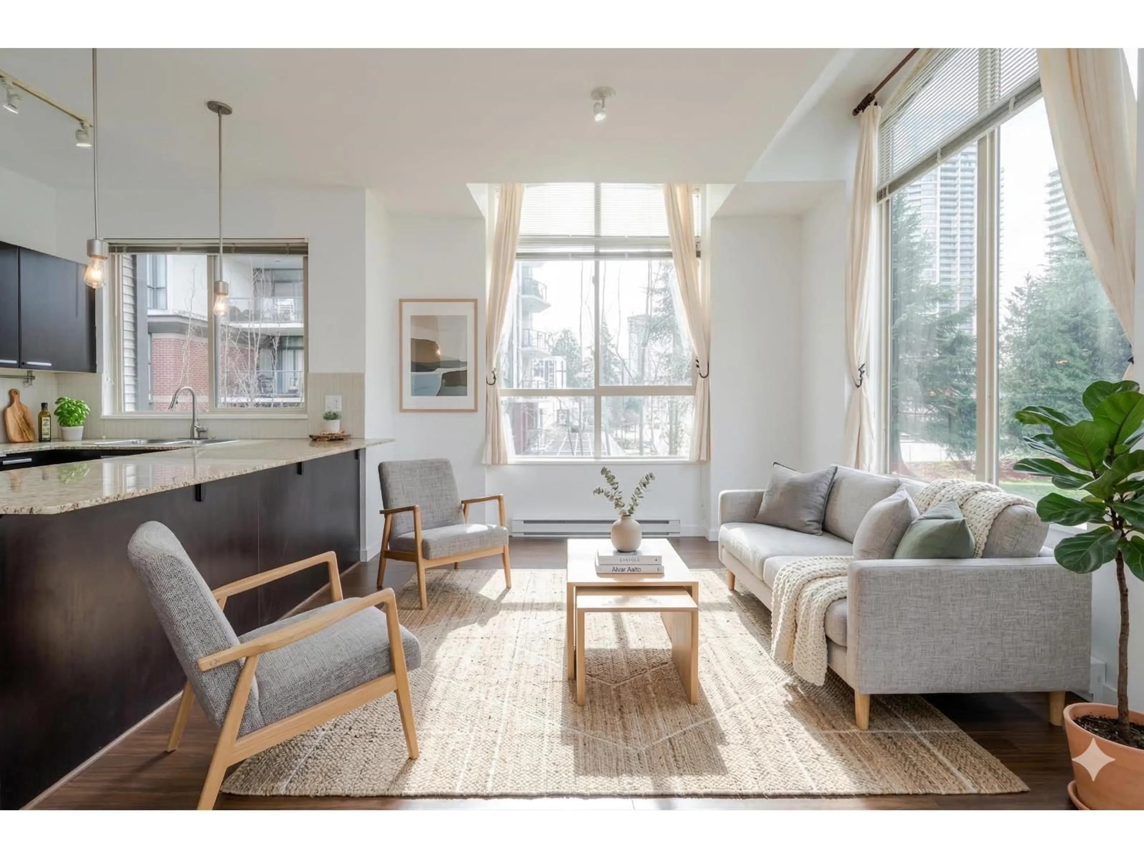 Living room with furniture, unknown for 405 - 10455 UNIVERSITY DRIVE, Surrey British Columbia V3T0A5