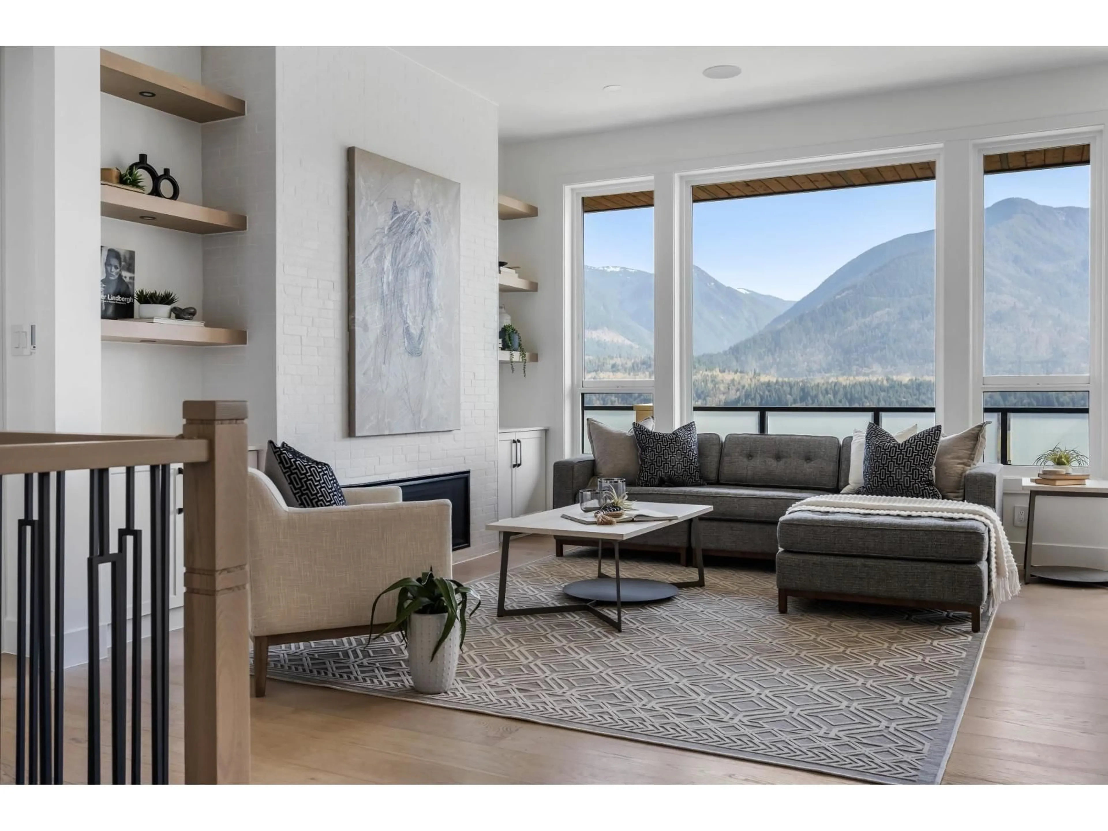 Living room with furniture, wood/laminate floor for 46007 WEEDEN DRIVE, Chilliwack British Columbia V2R5T8