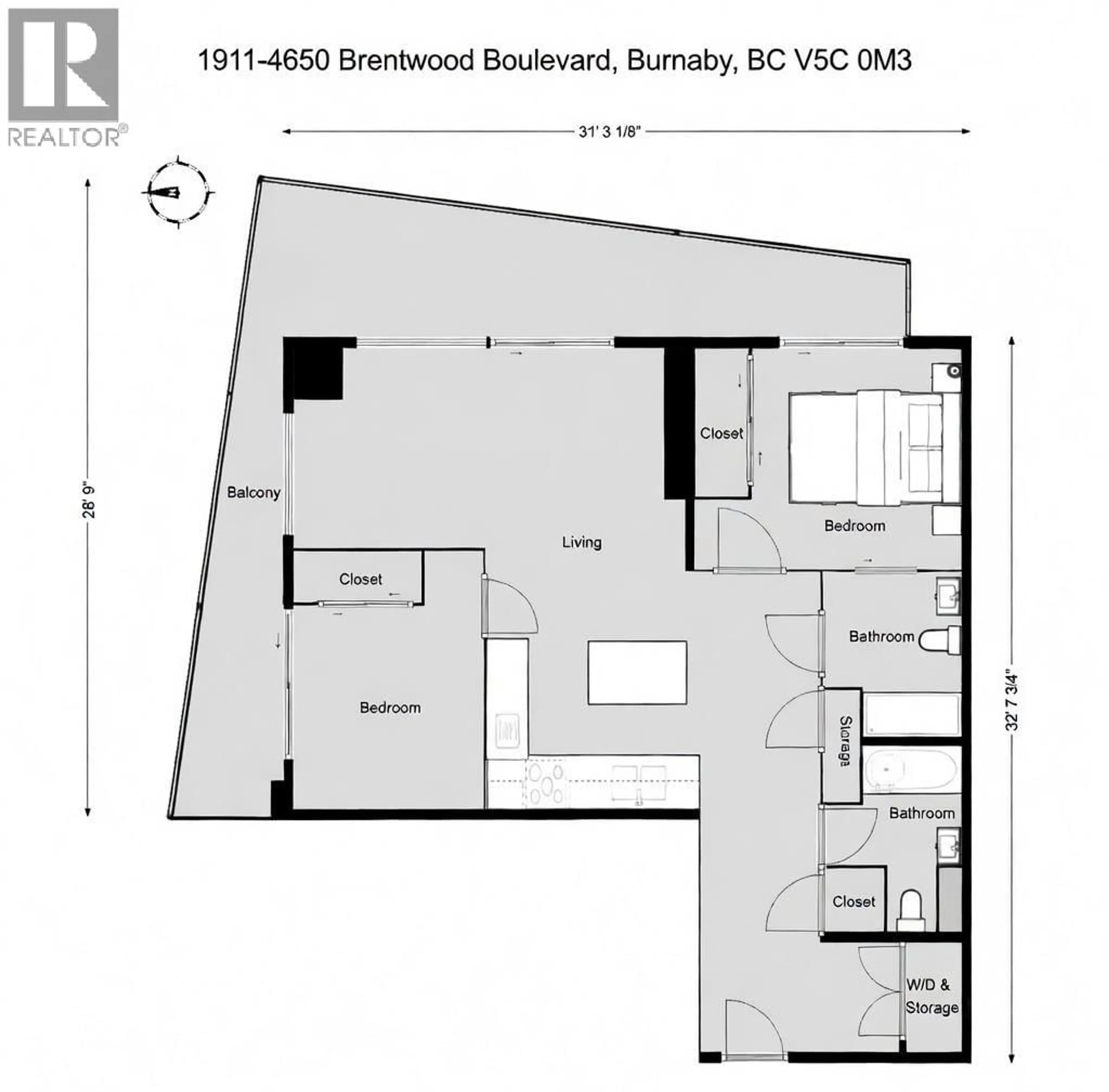 Floor plan for 1911 - 4650 BRENTWOOD BOULEVARD, Burnaby British Columbia V5C0M3