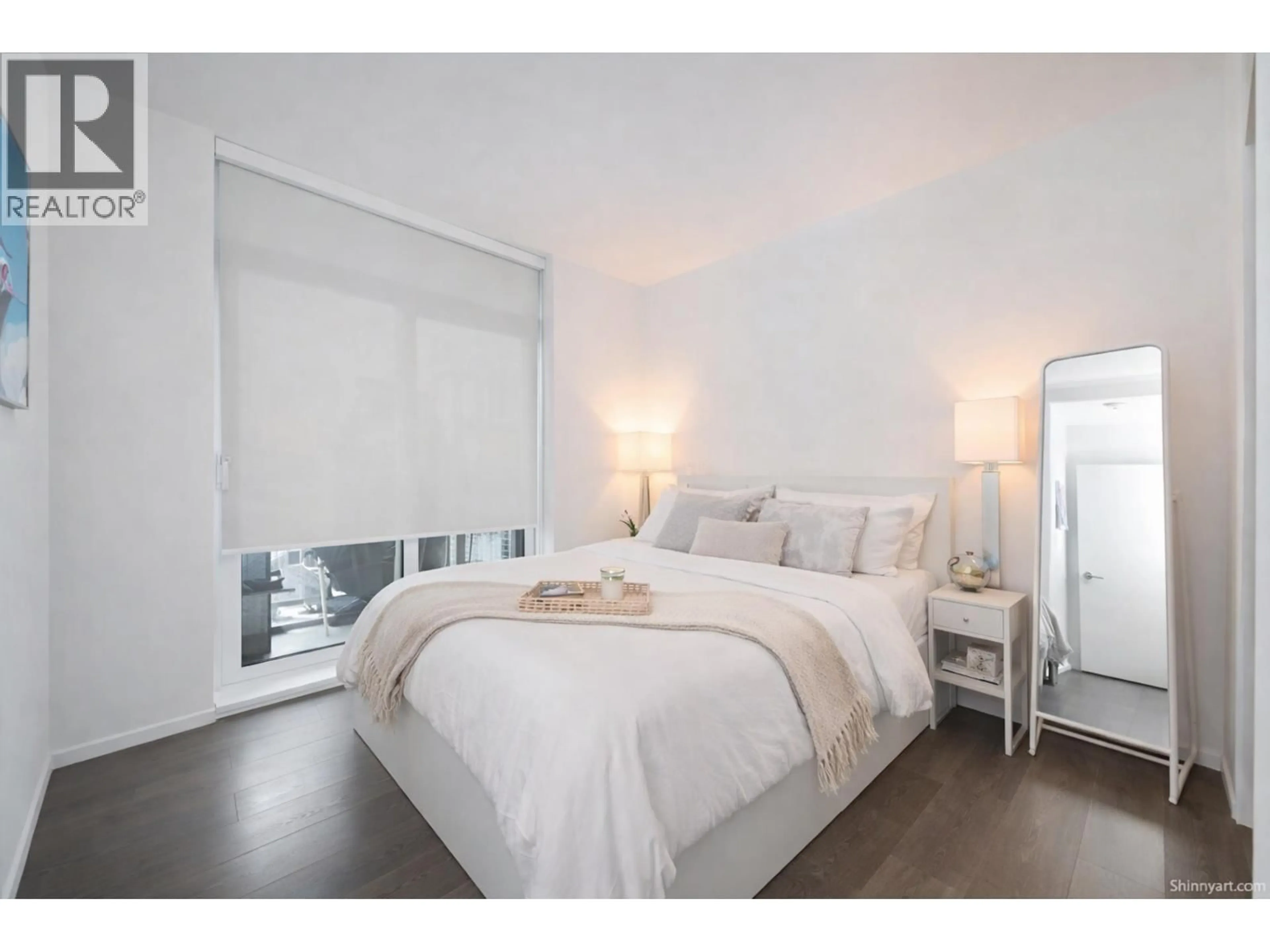 Bedroom with bed, wood/laminate floor for 1911 - 4650 BRENTWOOD BOULEVARD, Burnaby British Columbia V5C0M3