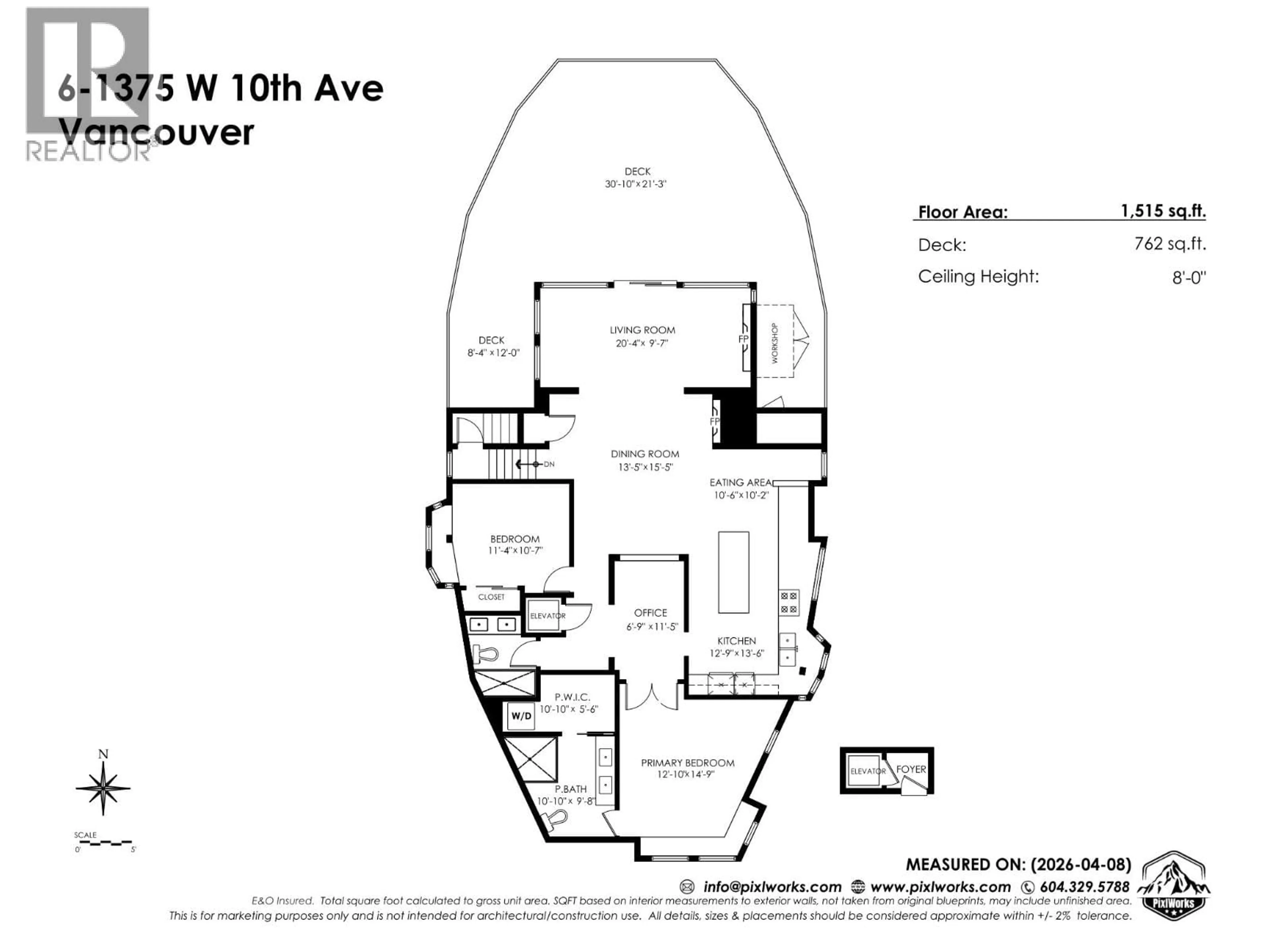 Floor plan for 6 - 1375 10TH AVENUE, Vancouver British Columbia V6H1J7