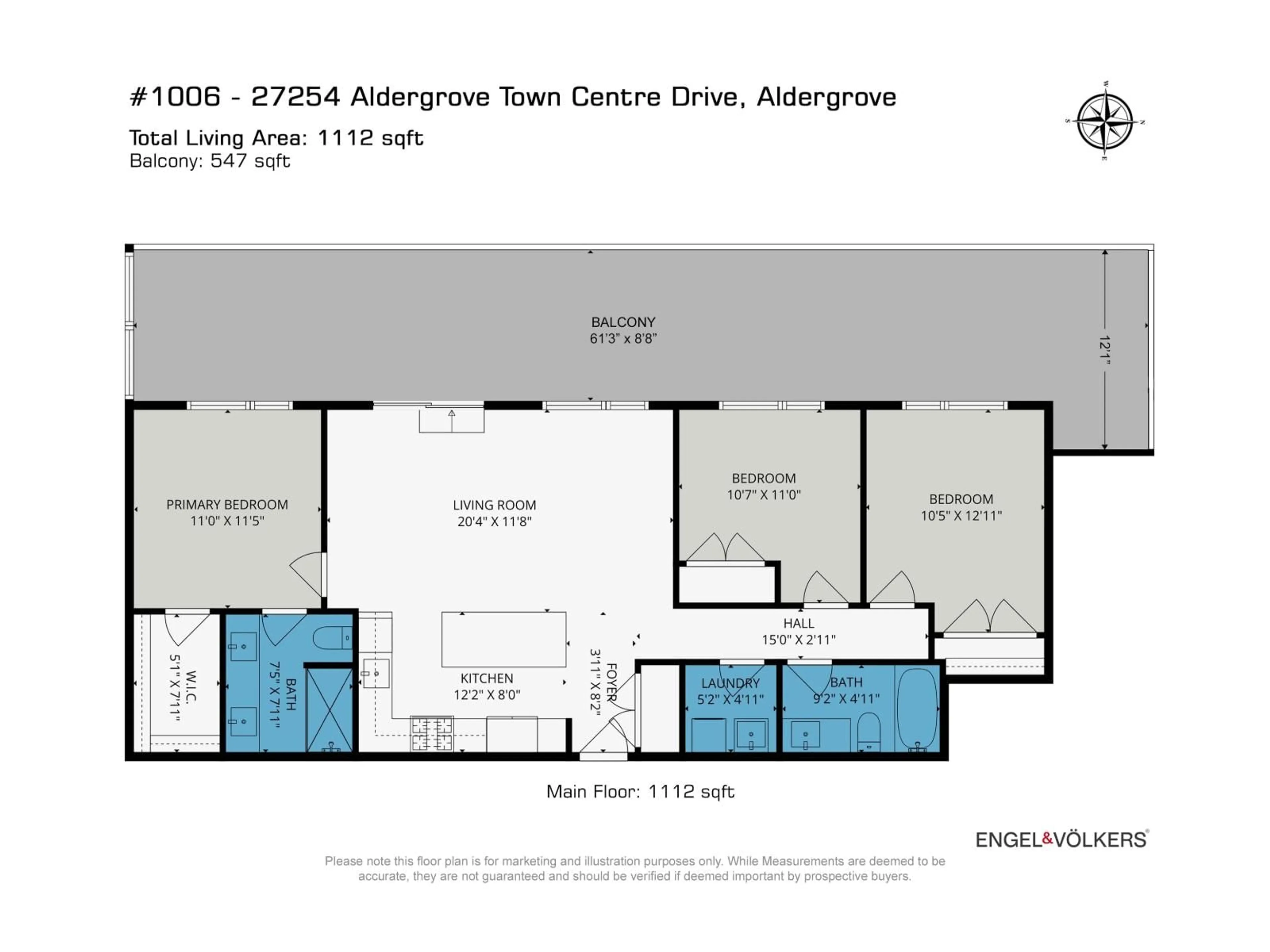 Floor plan for 1006 - 27254 ALDERGROVE TOWN CENTRE DRIVE, Langley British Columbia V4W3N7