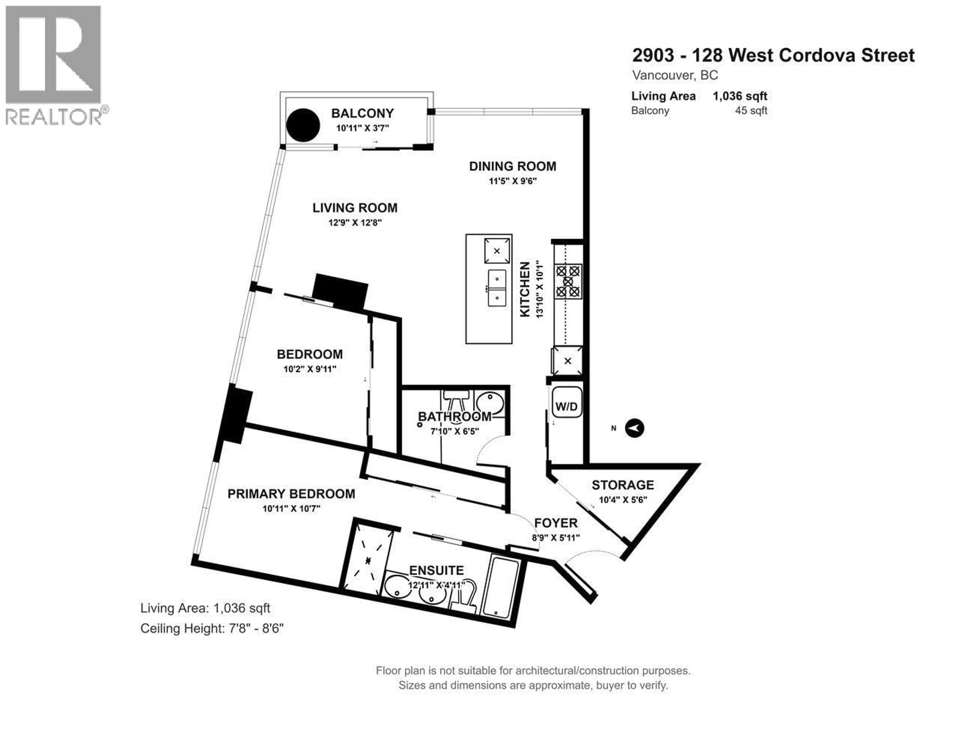 Floor plan for 2903 - 128 CORDOVA STREET, Vancouver British Columbia V6B0E5