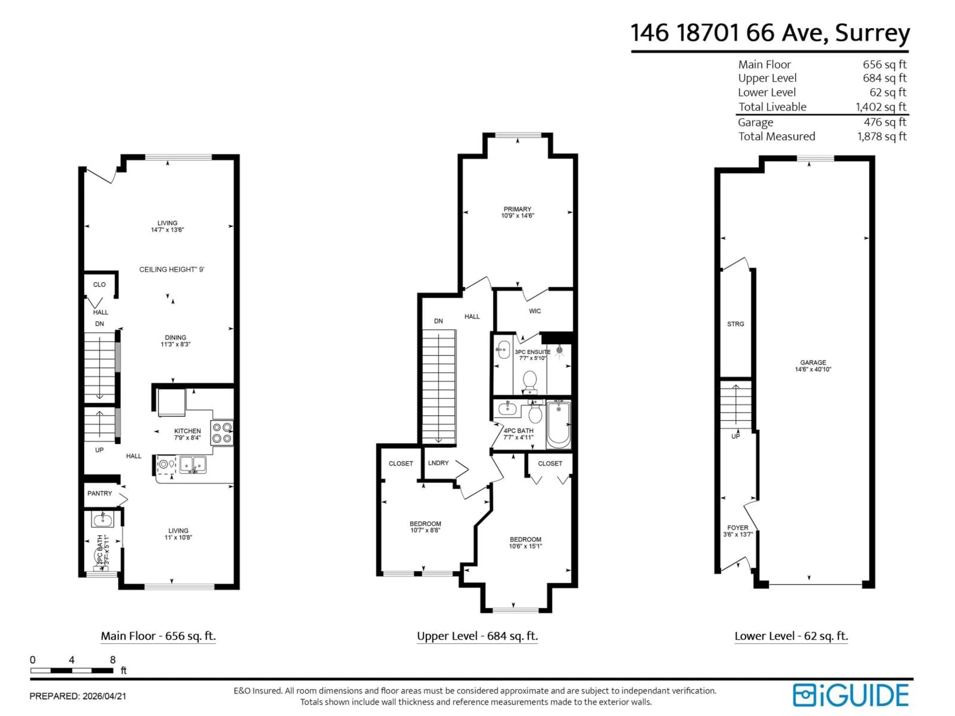Floor plan for 146 - 18701 66 AVENUE, Surrey British Columbia V3S4P3